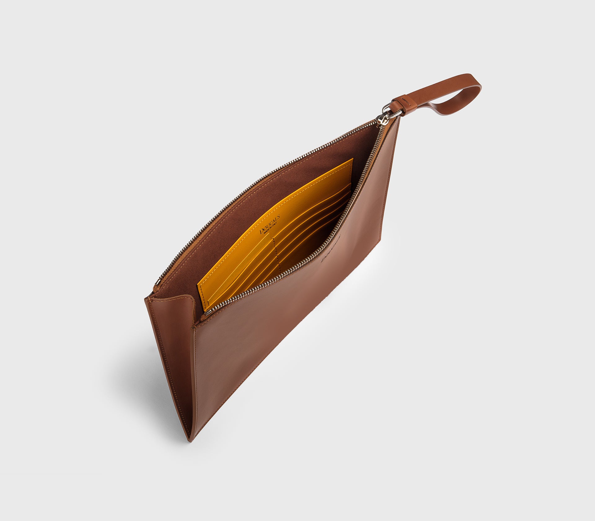 Pochette porta documenti in pelle cuoio
