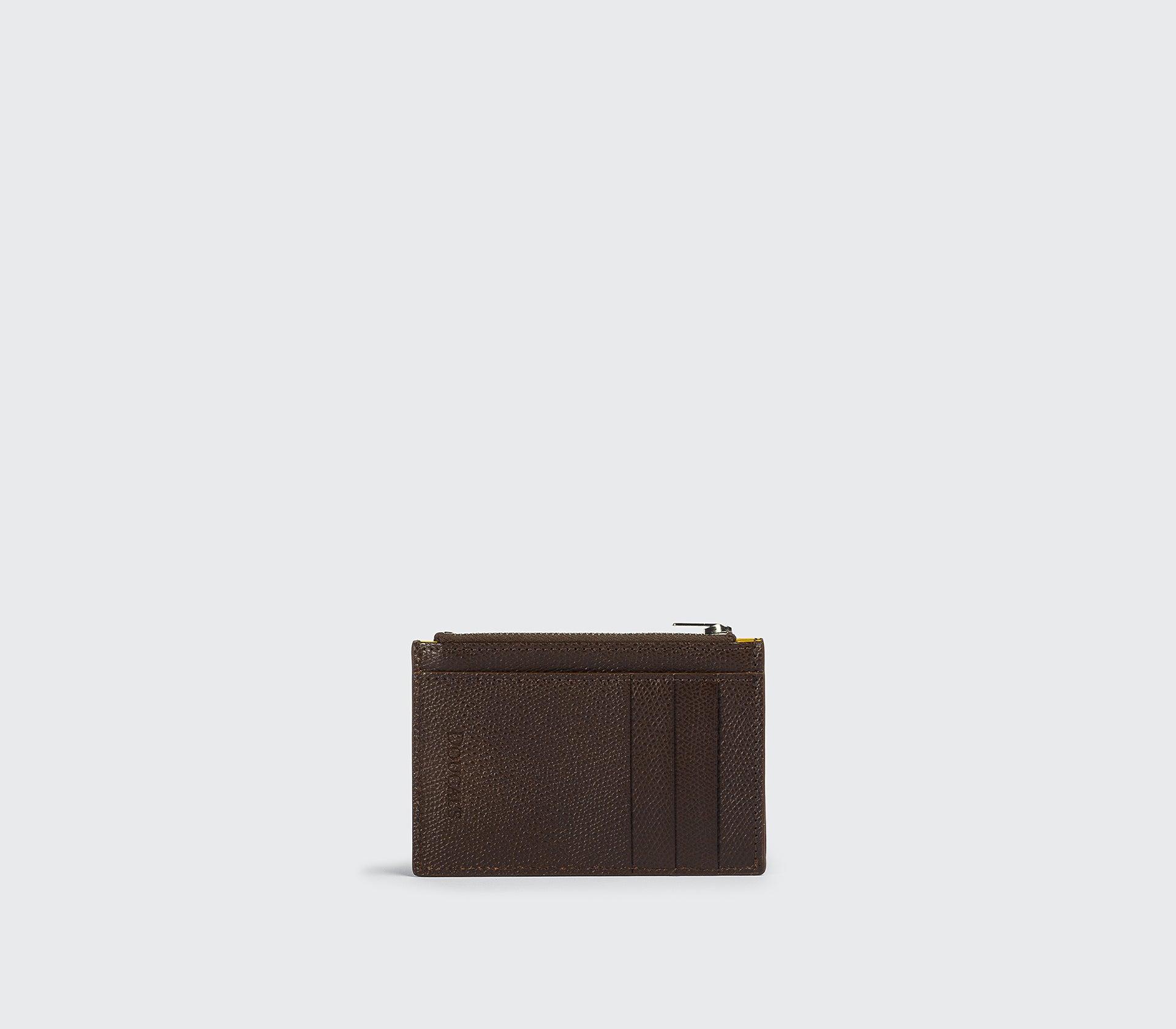 Porte-cartes zippé en cuir Palmellato marron