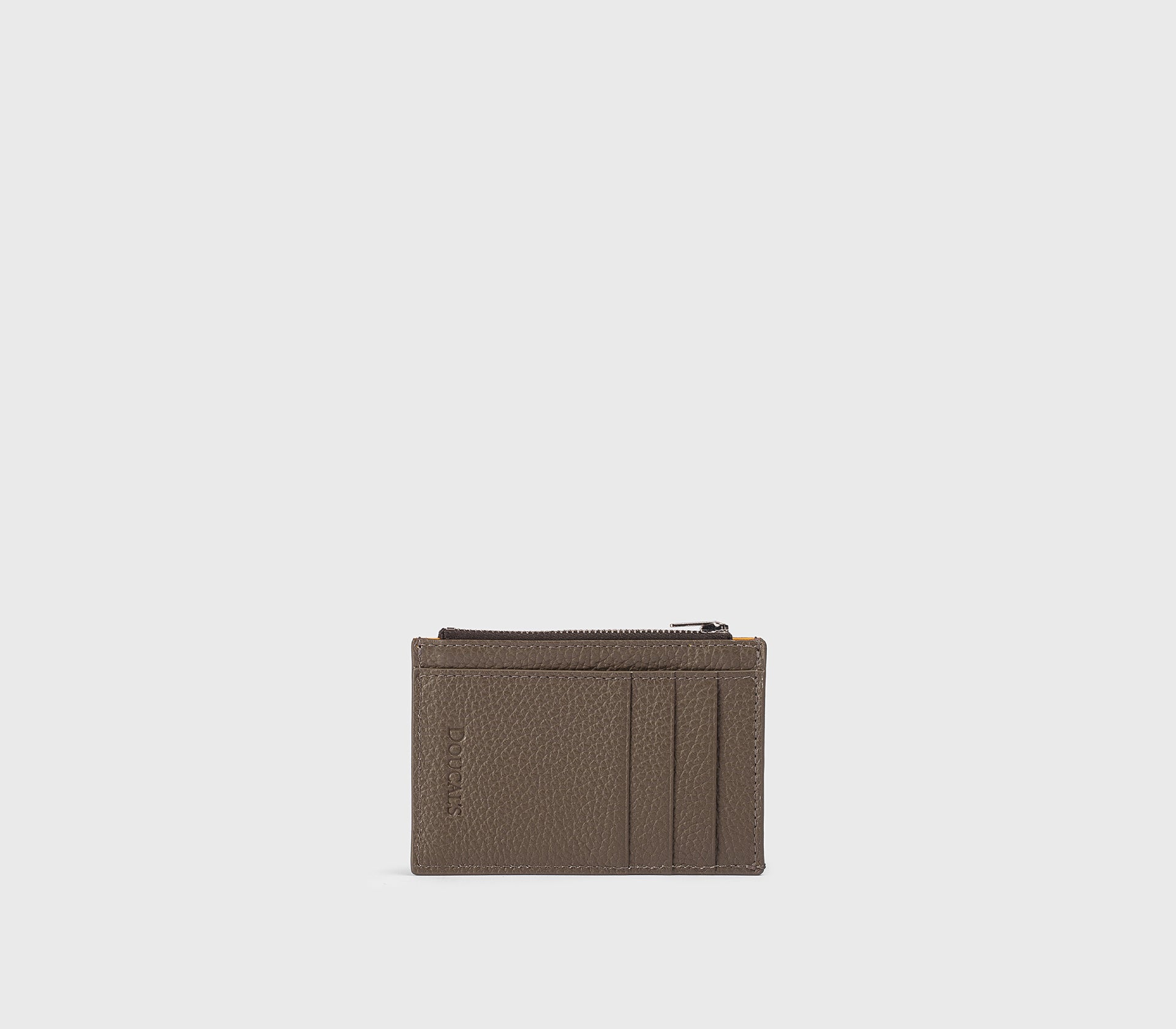 Mud tumbled leather zip-up card holder