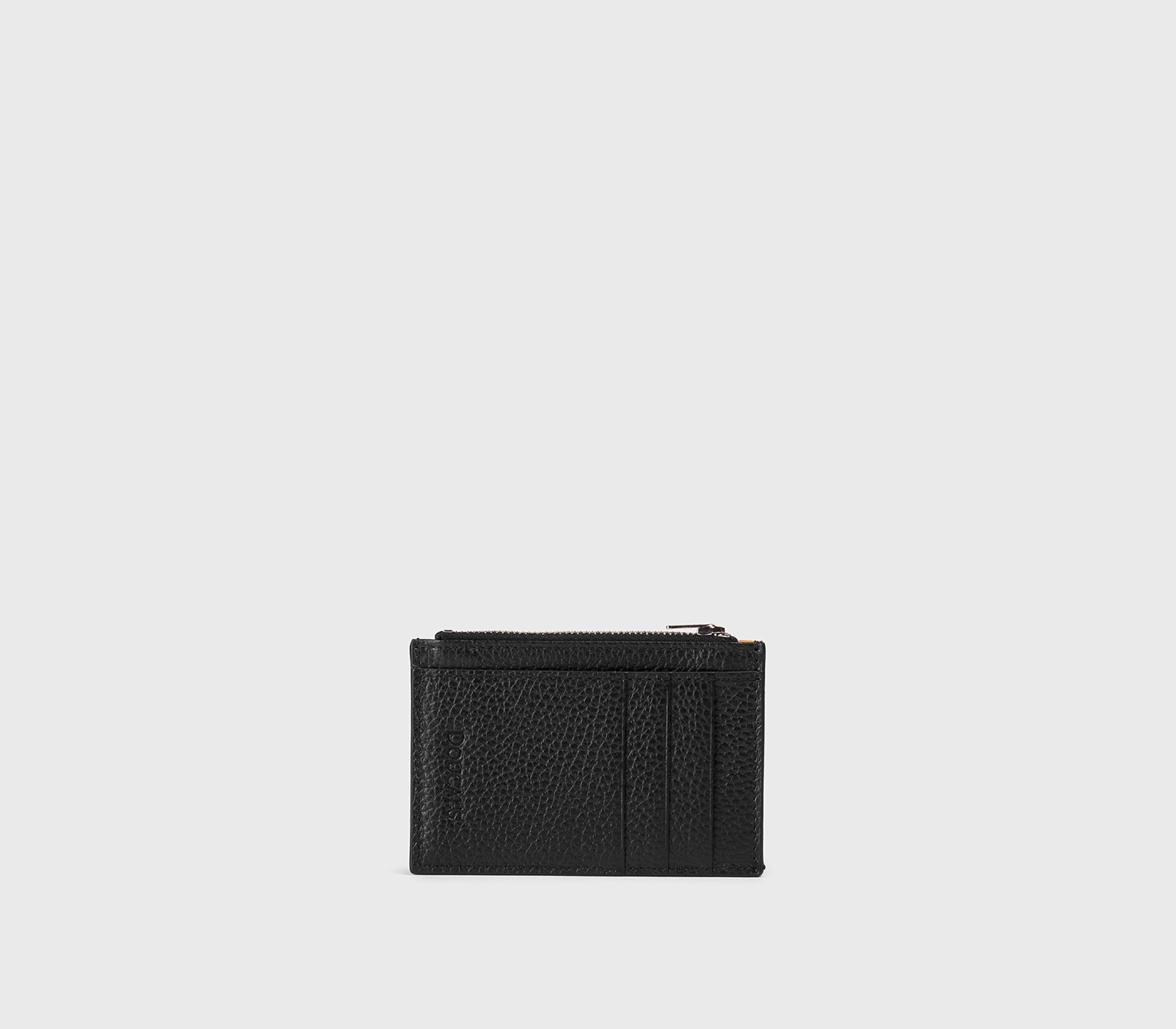 Black tumbled leather zip-up card holder