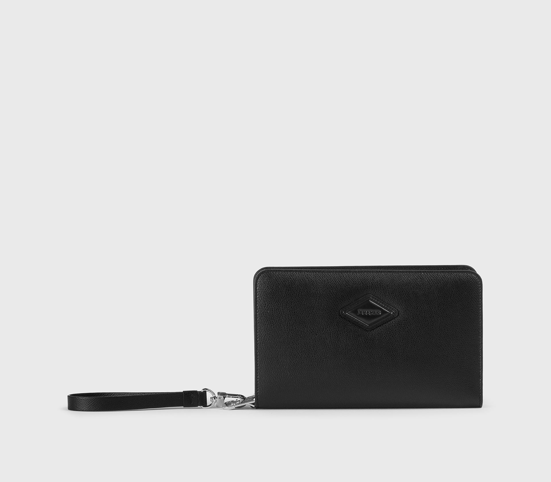 Black Palmellato leather double-zip wallet