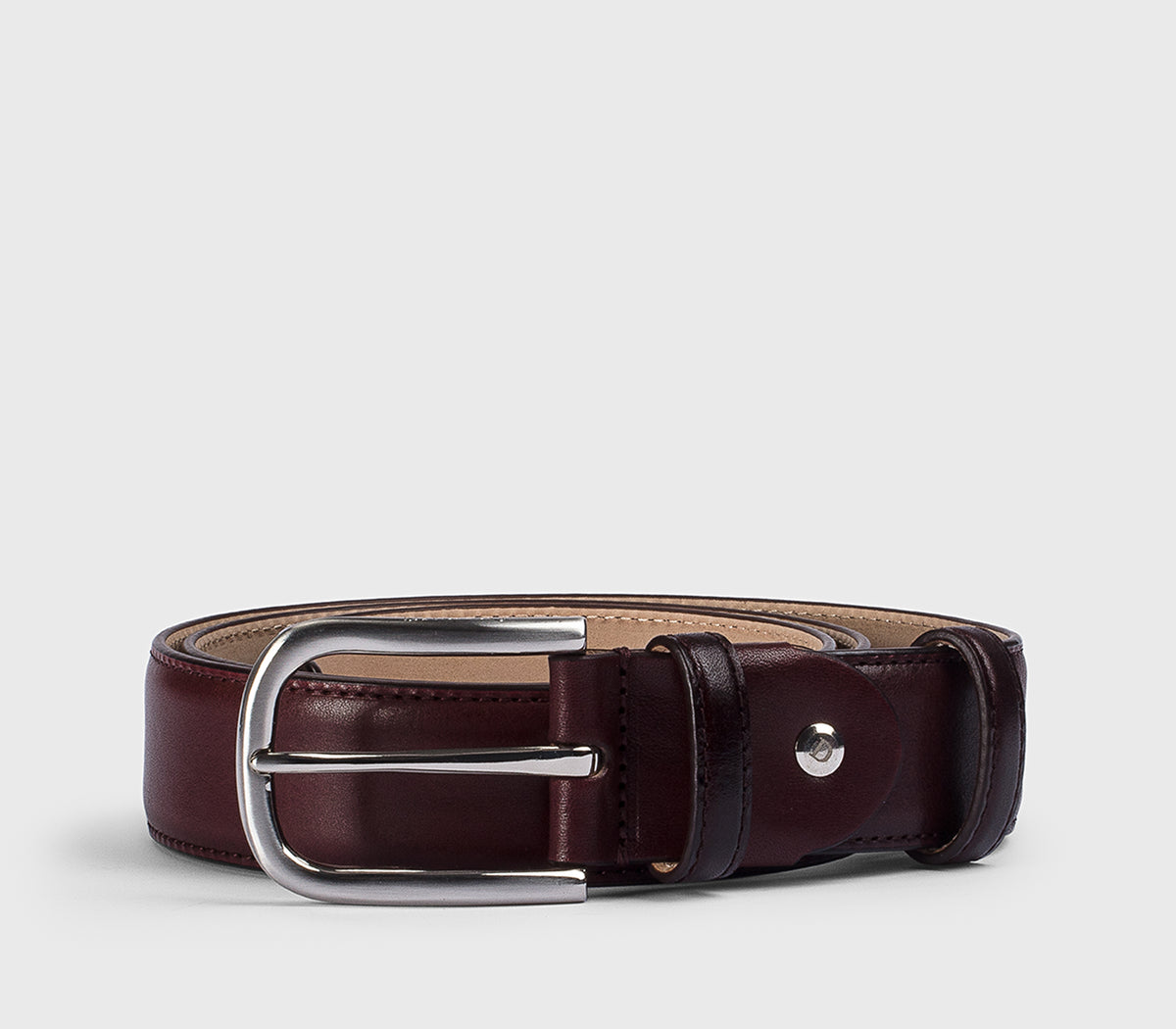 Adjustable burgundy leather belt