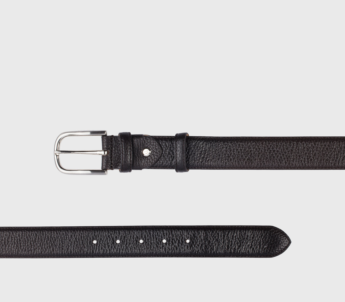 Adjustable “ebony” brown tumbled leather belt