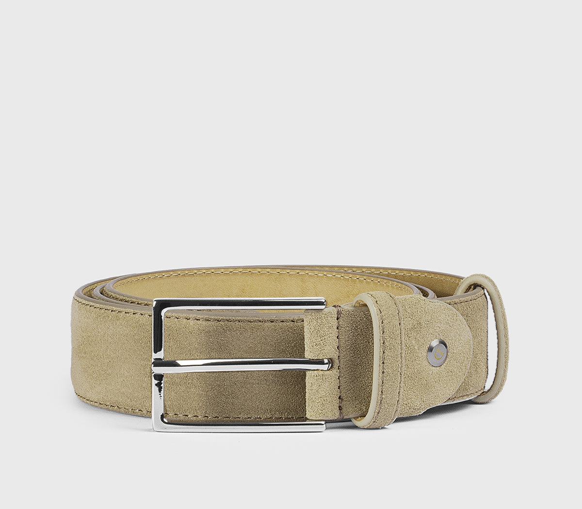 Chico\'s Beige Suede Belt with Gold-Tone Buckle Chicos Womens Small/Medium Brown Leather Belt Gold Metal  main image 3