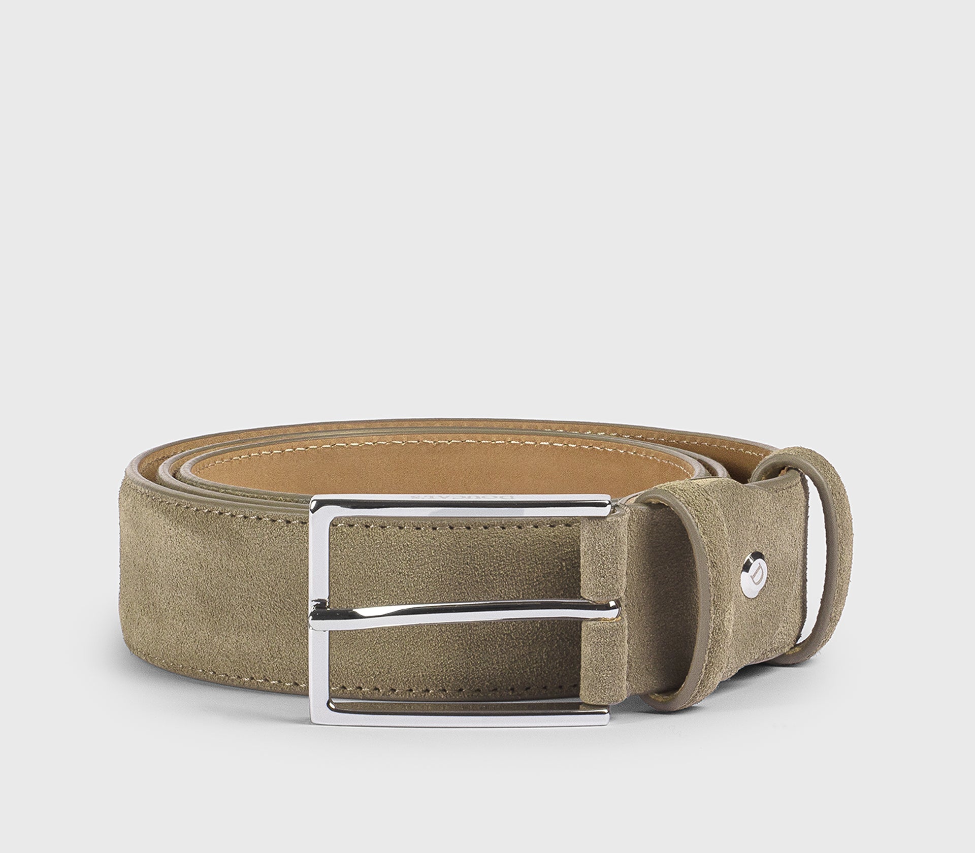 Ремень из замши в верблюжьем цвете с квадратной пряжкой