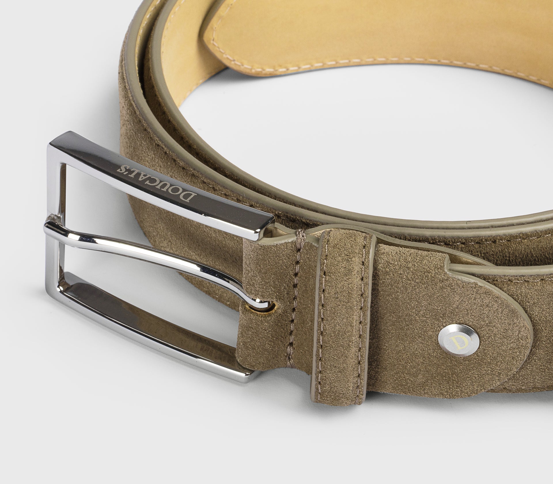 Cintura in suede cacao con fibbia quadrata