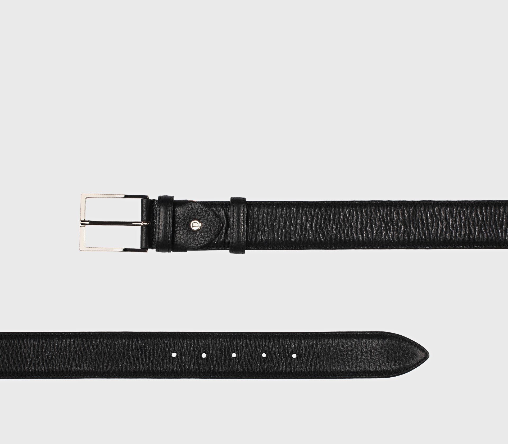 Men’s black adjustable tumbled leather belt