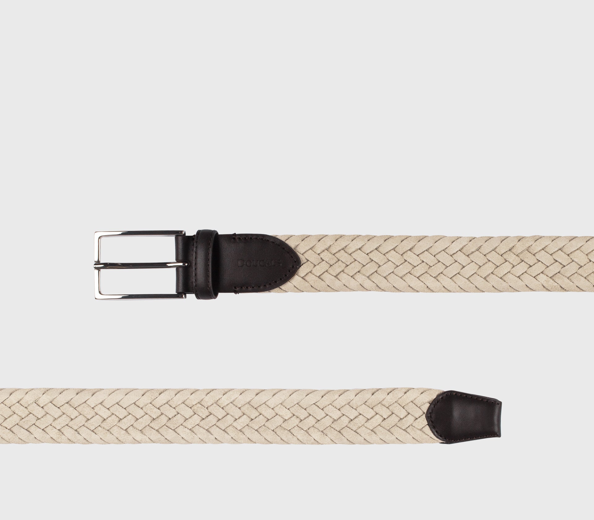 Плетеный ремень из замши в песочном цвете