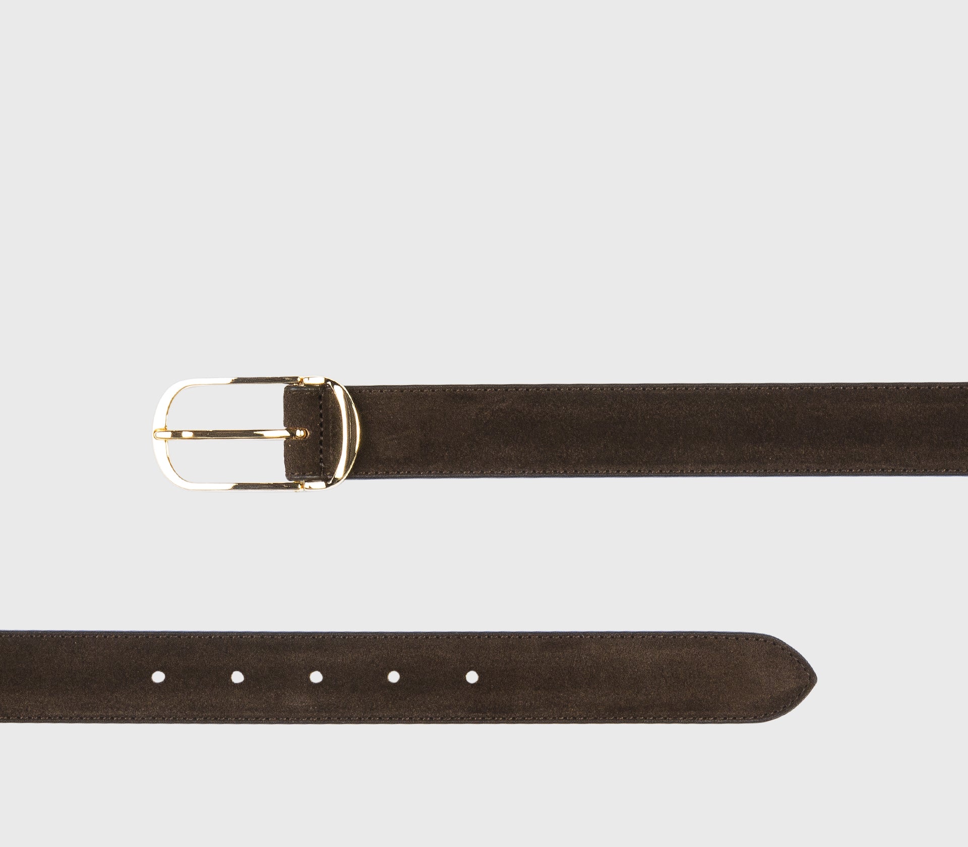 Cintura in suede marrone "terre" con fibbia arrotondata