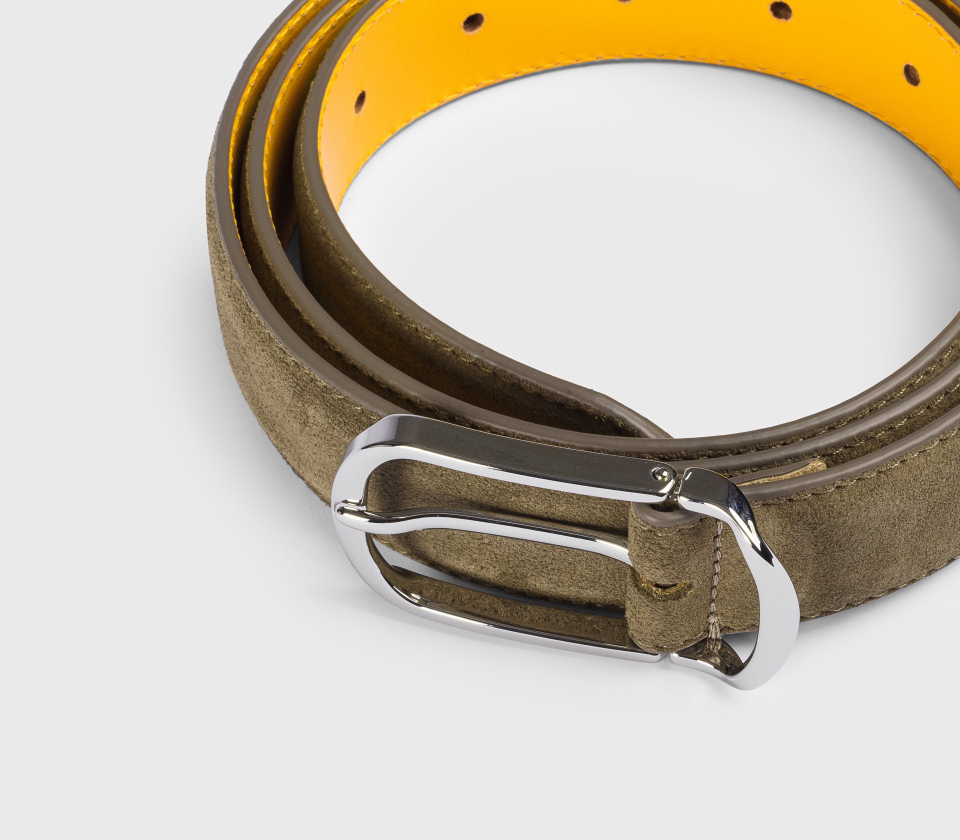 Ceinture en daim cacao avec boucle arrondie