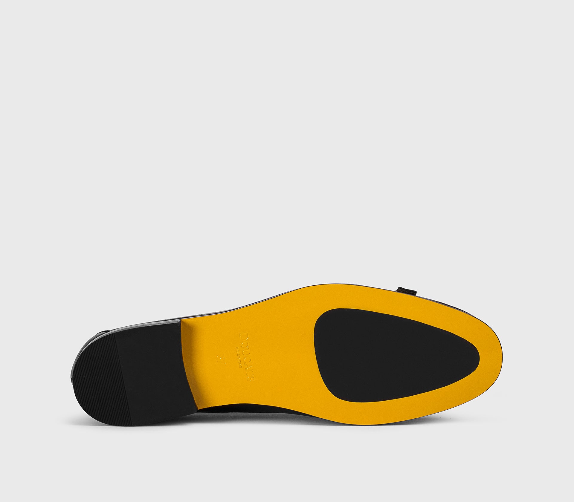 Black leather double-buckle loafer