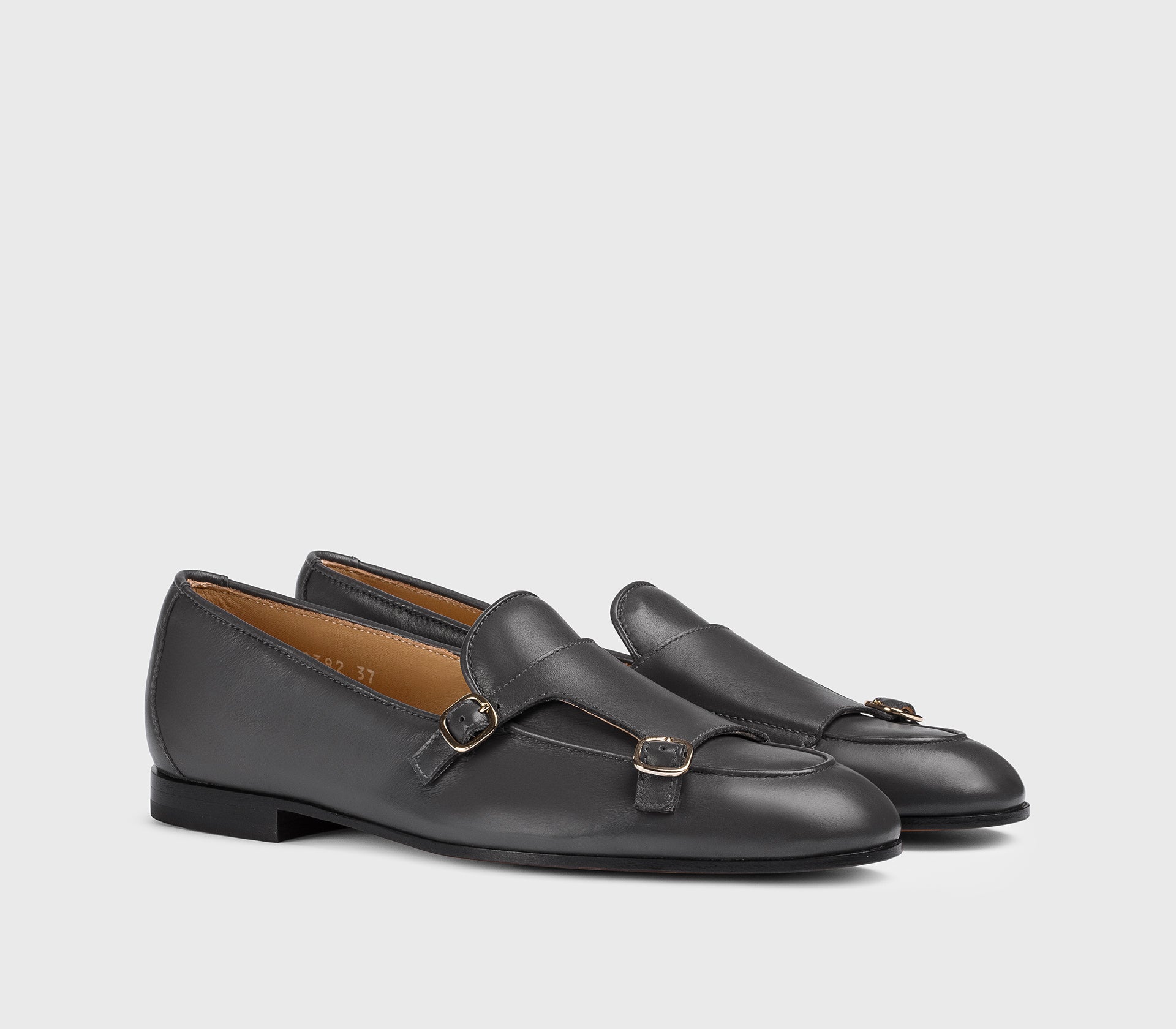 Dark grey double-buckle loafer