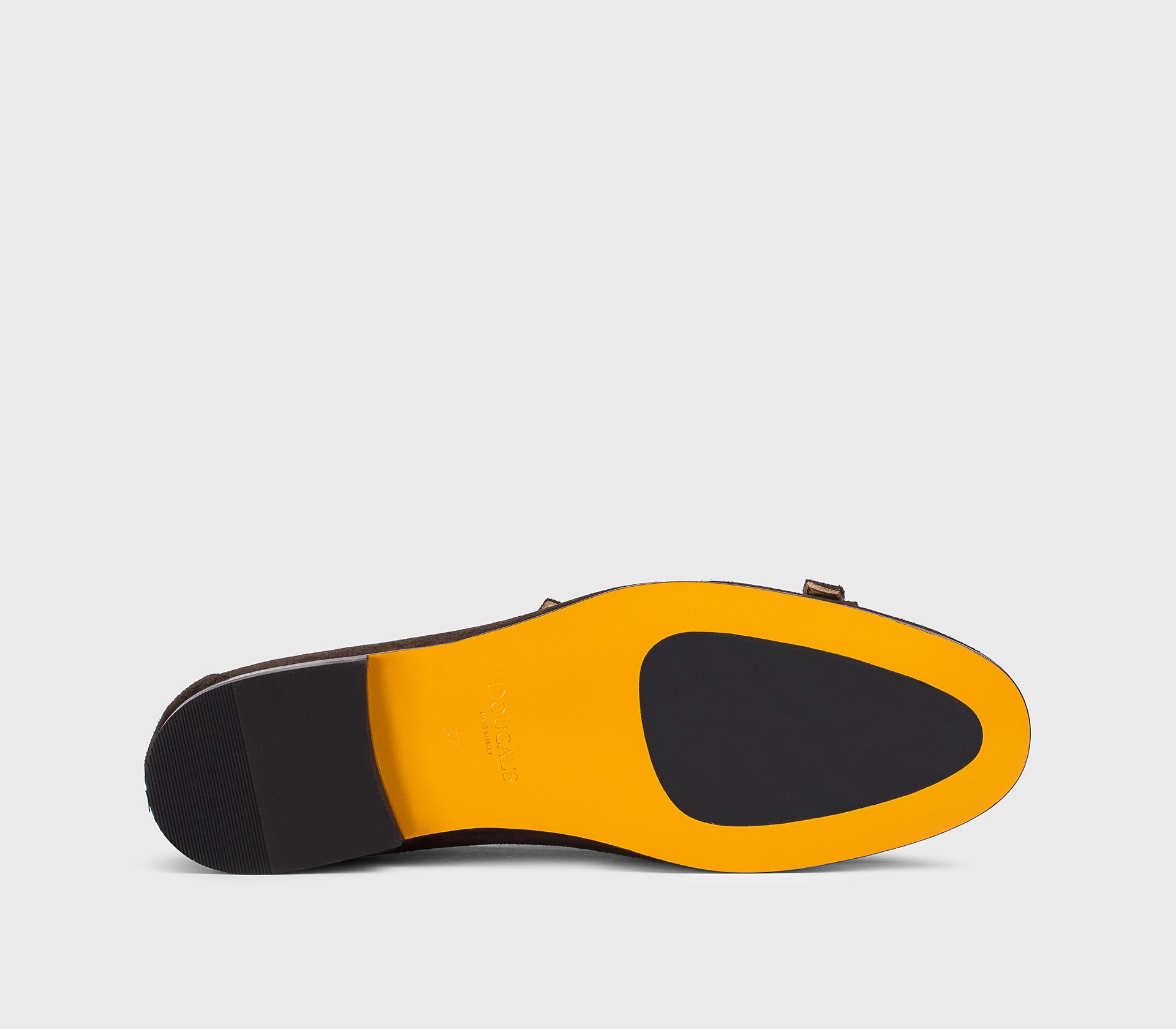 Mahogany-coloured suede double-buckle loafer