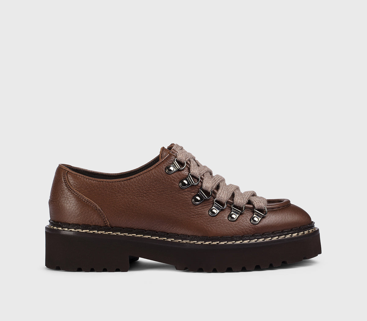 Brown deerskin lace-up with hooks