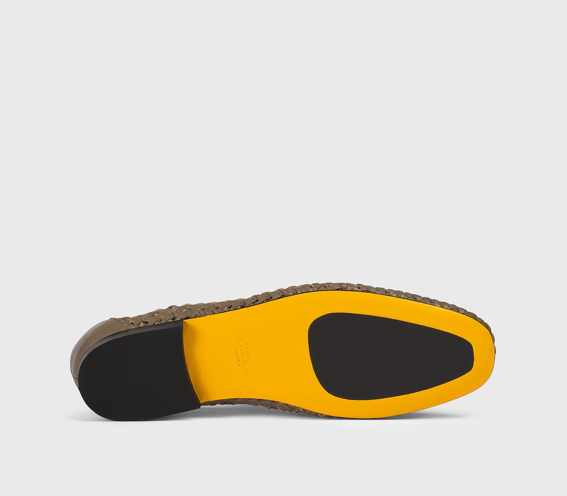 Mud-coloured openwork leather loafer