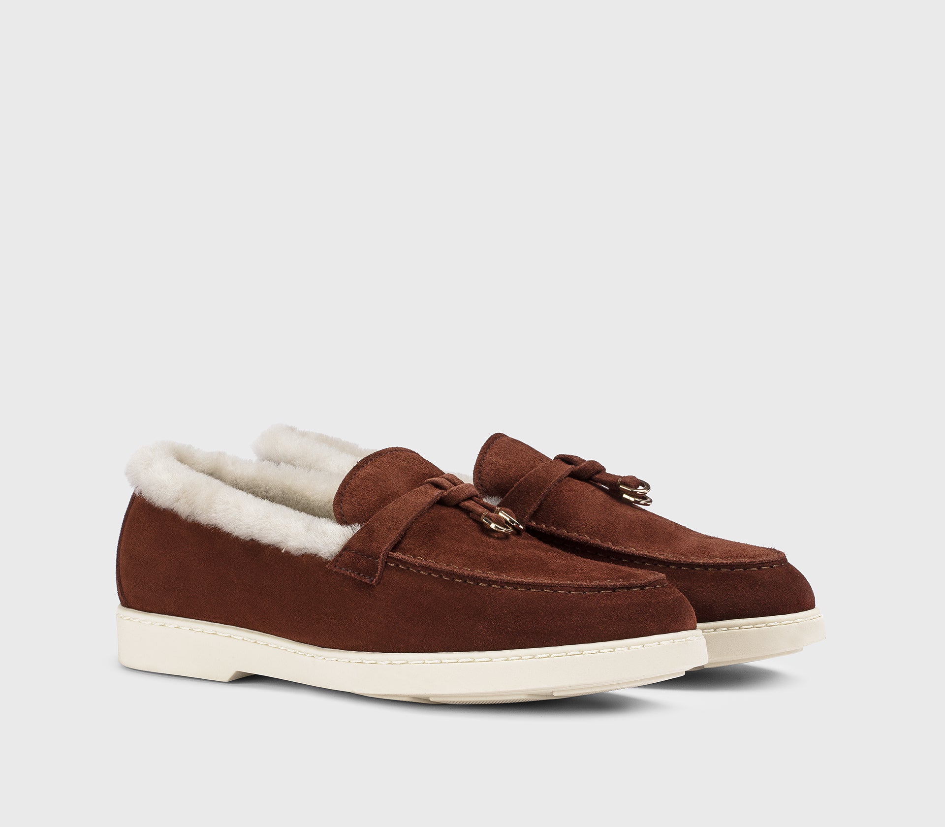 DD8733EDO-UM252GM45 - Mocassino in suede e montone marrone "wood"