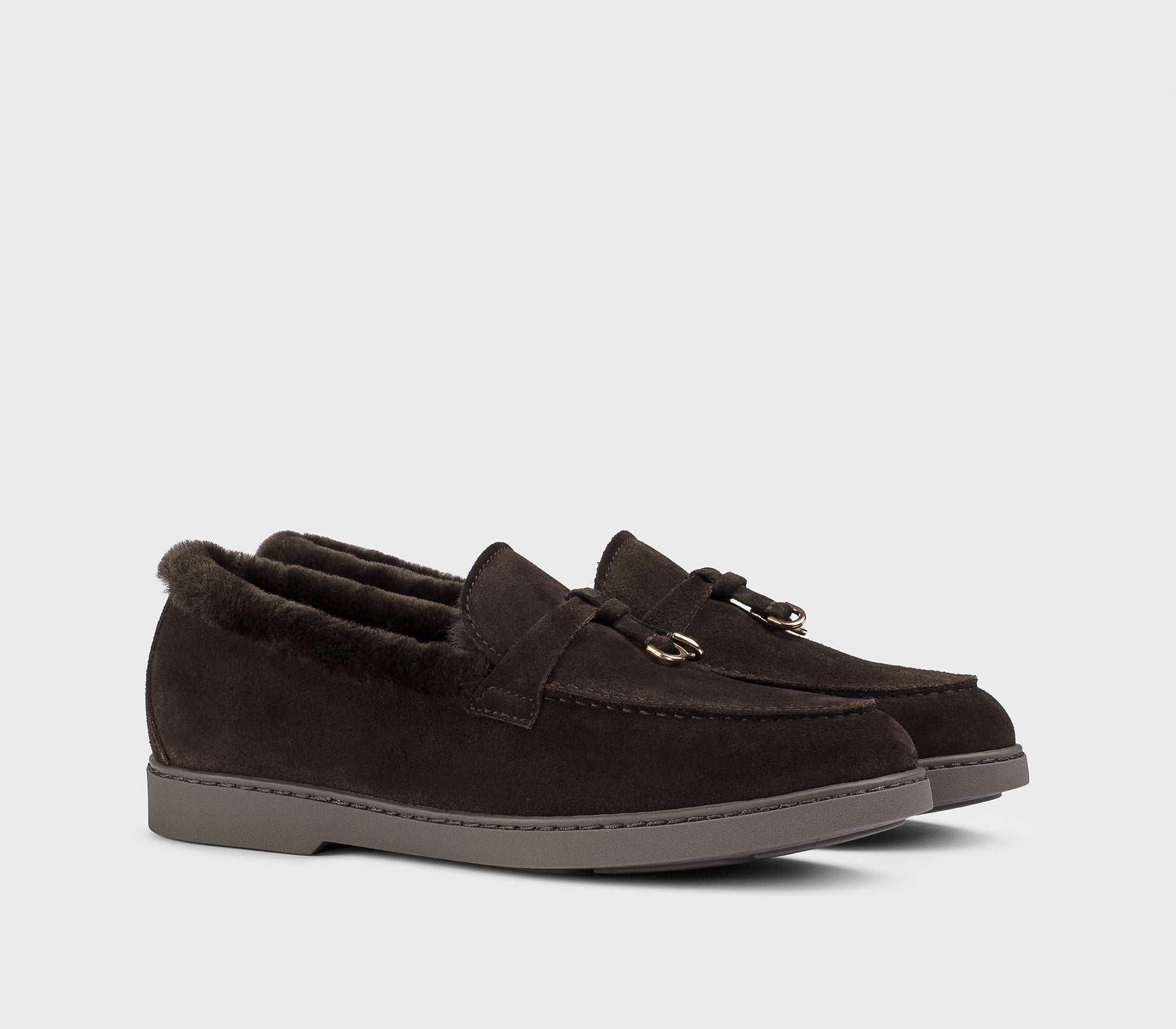 Mahogany suede and sheepskin loafer