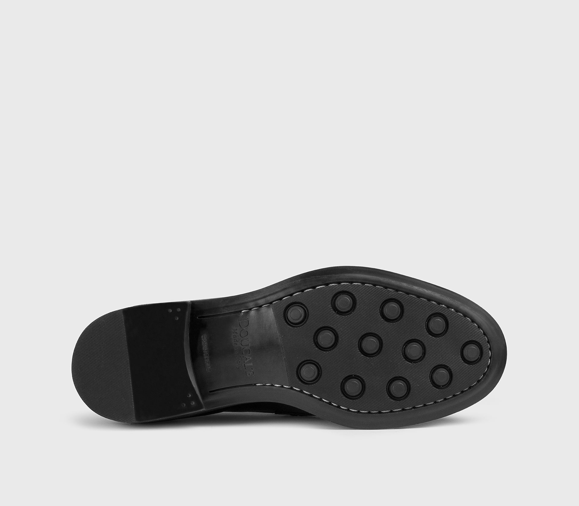 Black suede loafer with fur detail