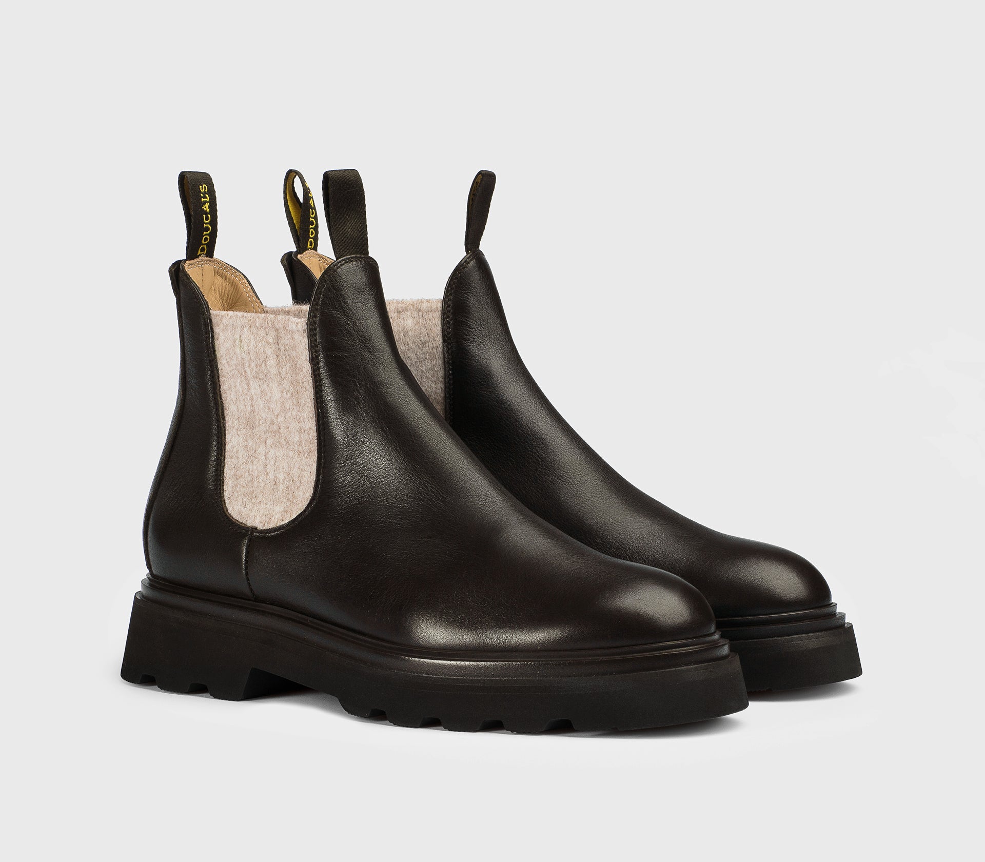 Stiefelette aus ebenholzfarbenem Leder