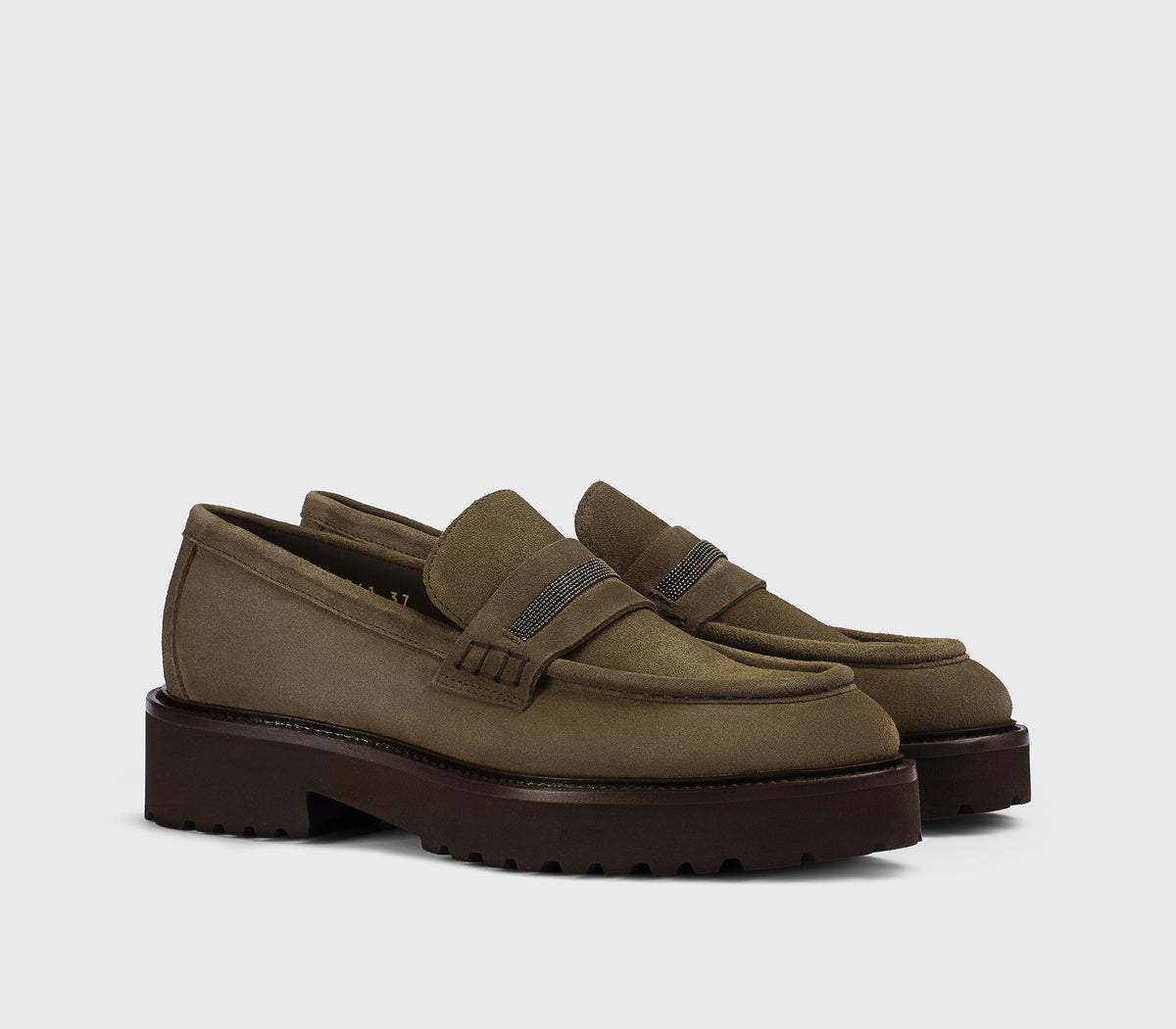 DD8741PHILUF252TM39 - Mocassino con micro borchie in suede "espresso"