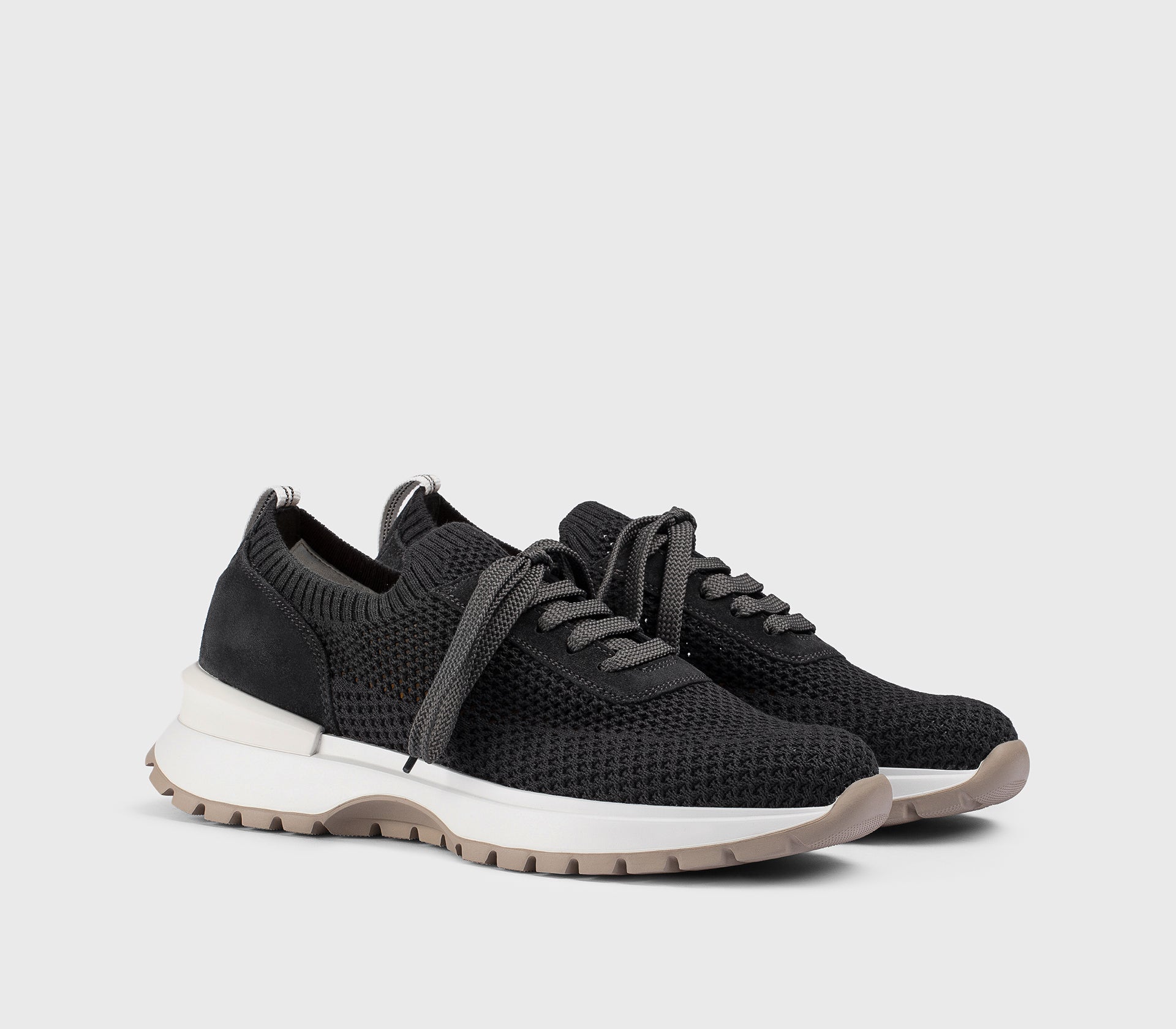 Кроссовки из технической ткани и замши, офф‑блэк