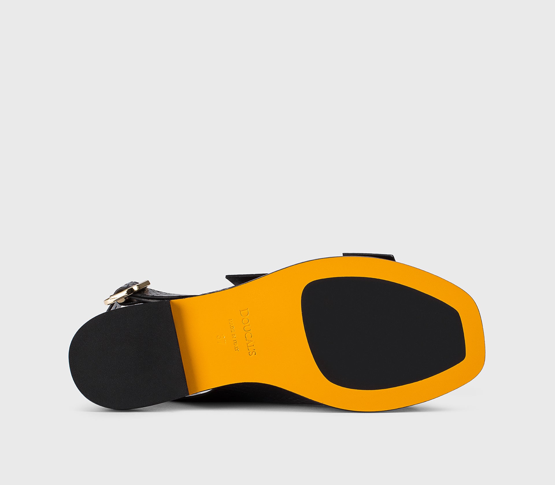 Sandale en cuir noir imprimé python