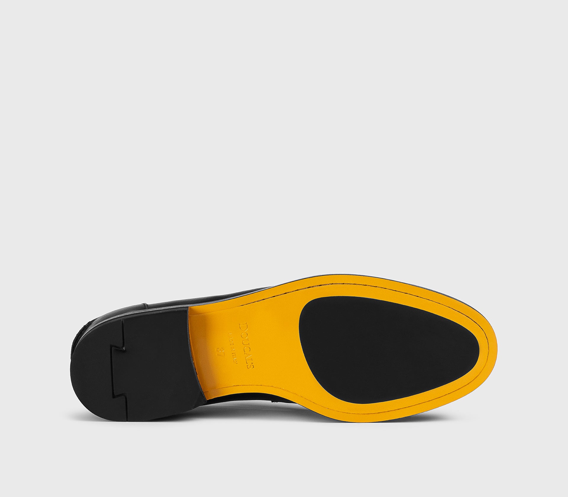 Two-tone black and dark grey leather loafer