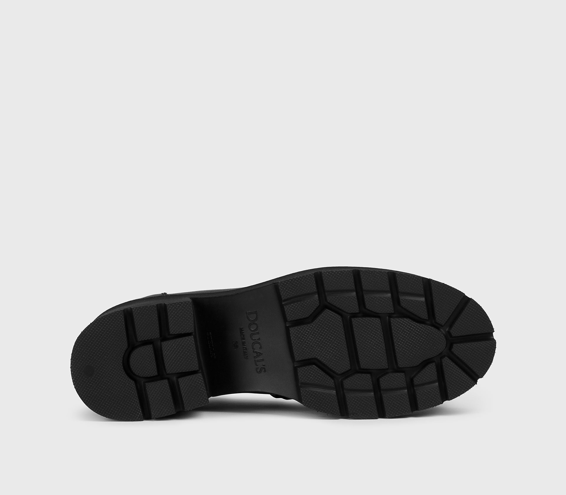 Black leather wide-heeled loafer