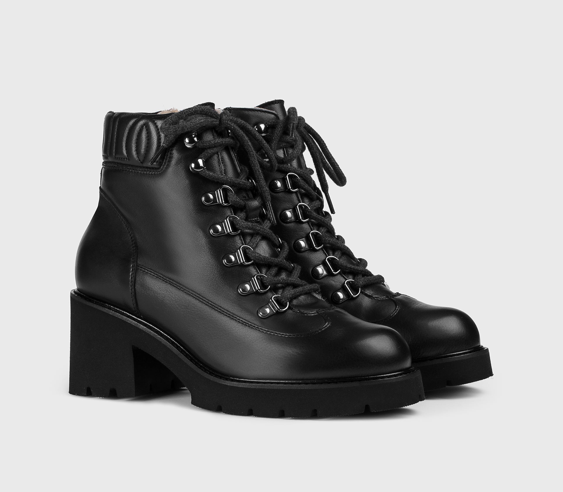 Black leather ankle boot