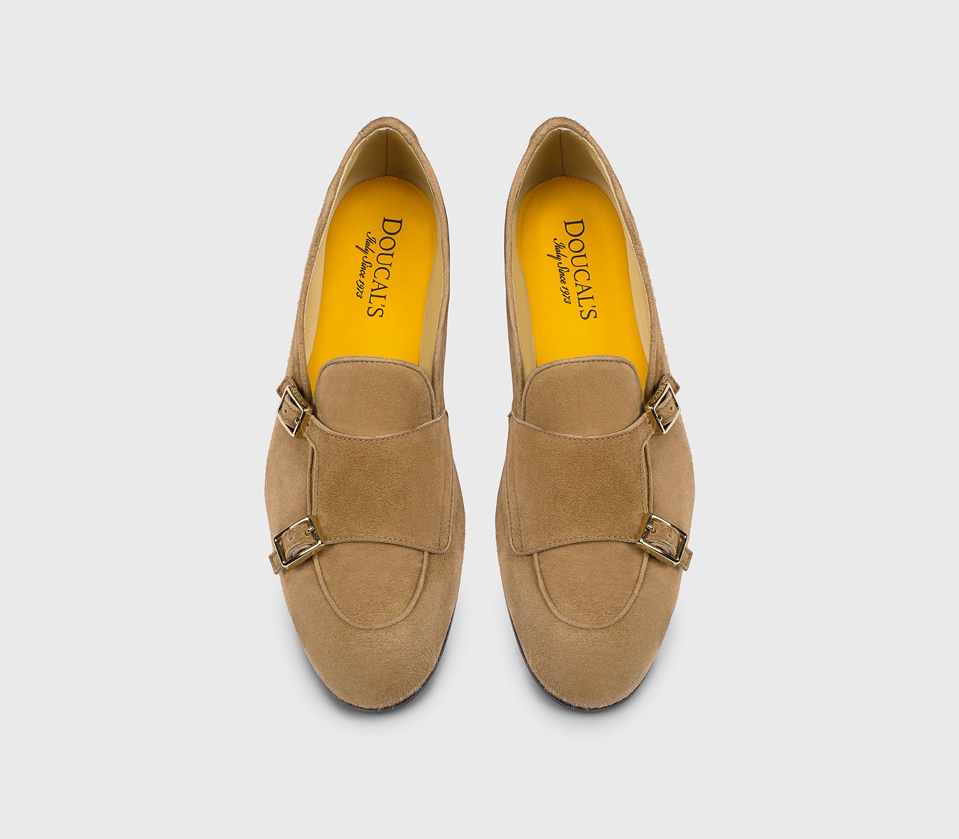 Mocassin à double boucle en daim beige Teddy