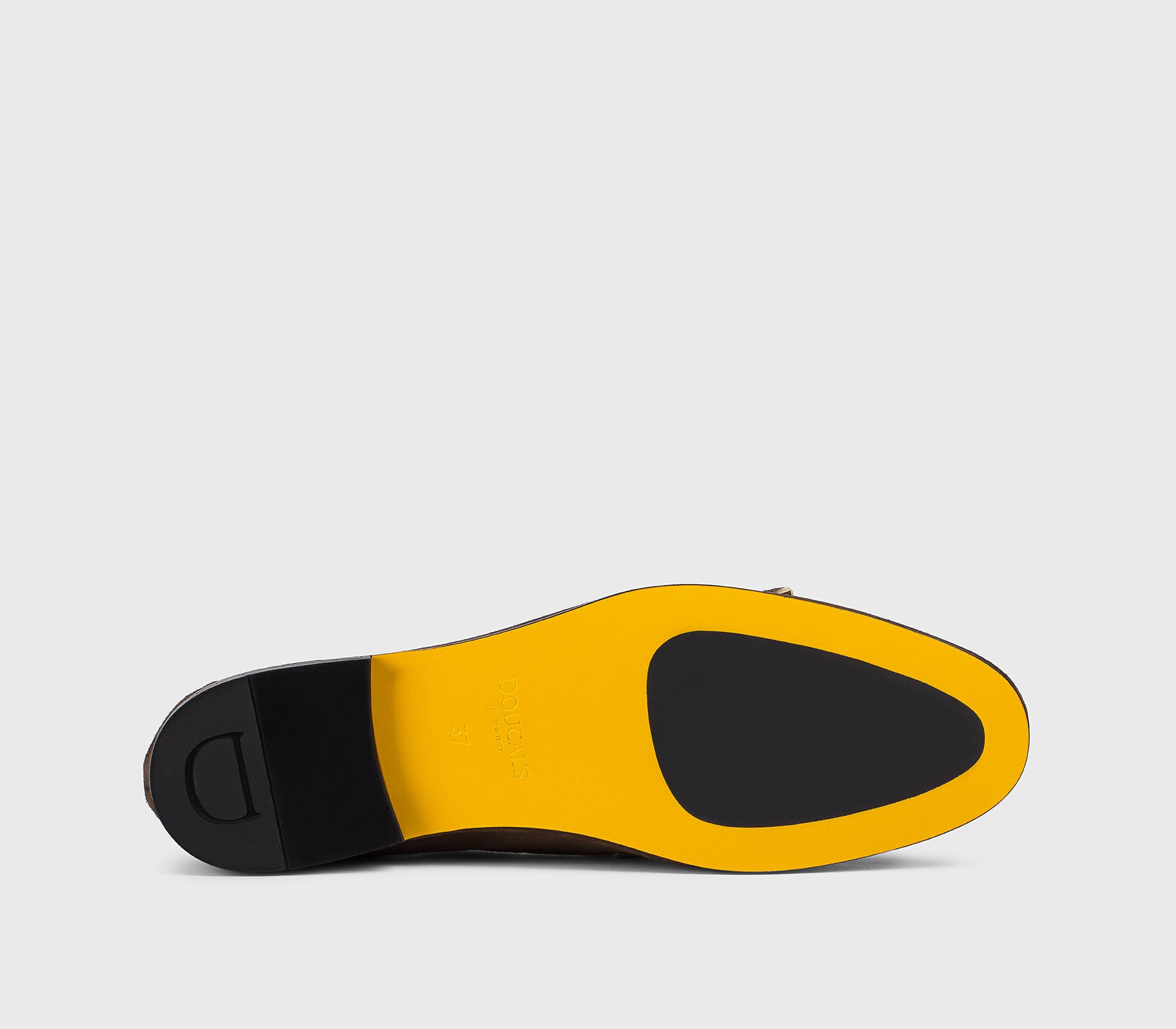 “Moka” brown suede double-buckle loafer