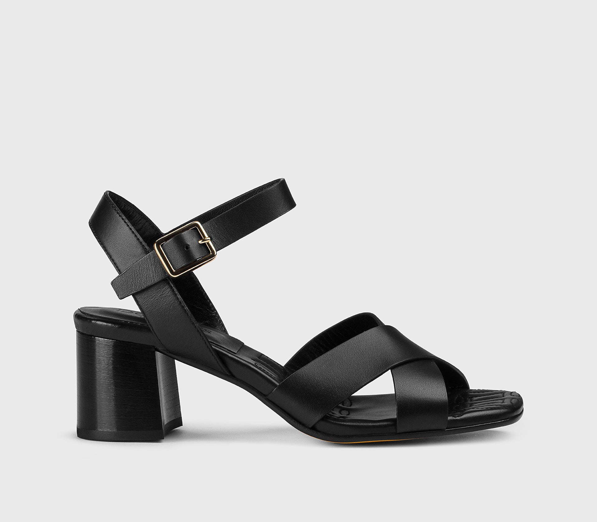 Sandale aus schwarzem Leder mit überkreuztem Steg