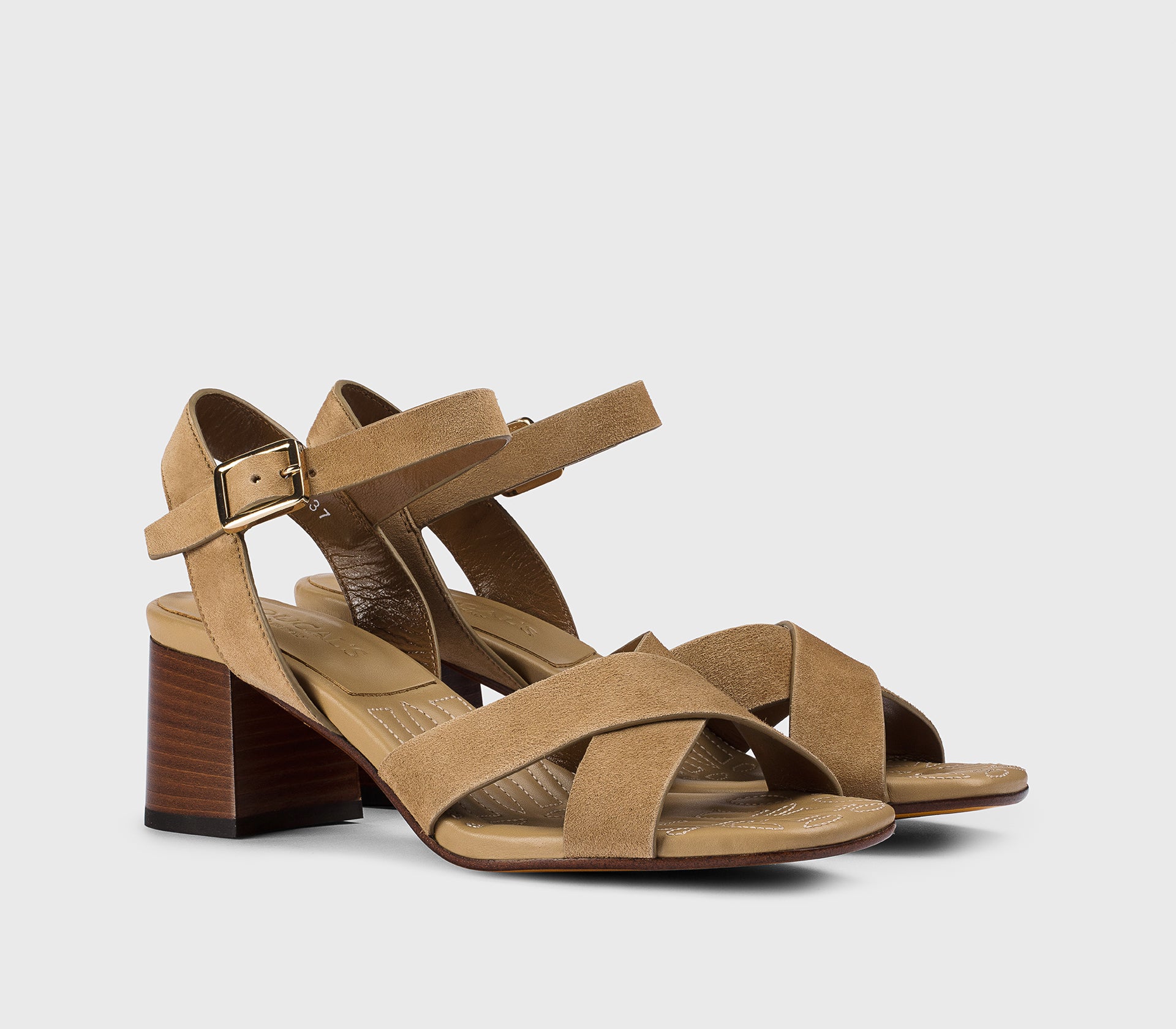 Sandale à bande croisée en daim beige teddy