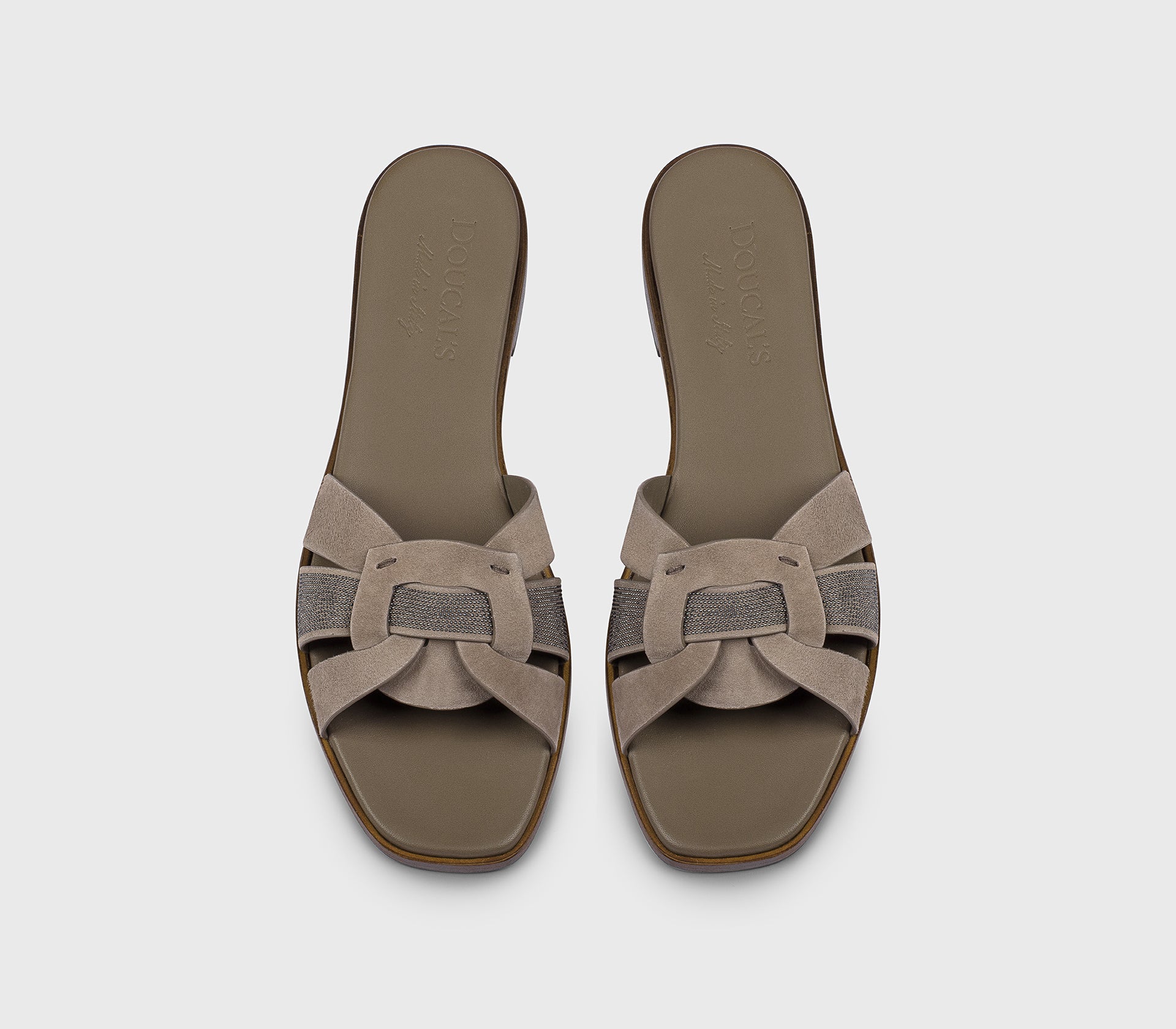 DD8906DEGNUF278MN45 - Sandalo con microborchie in suede grigio caldo