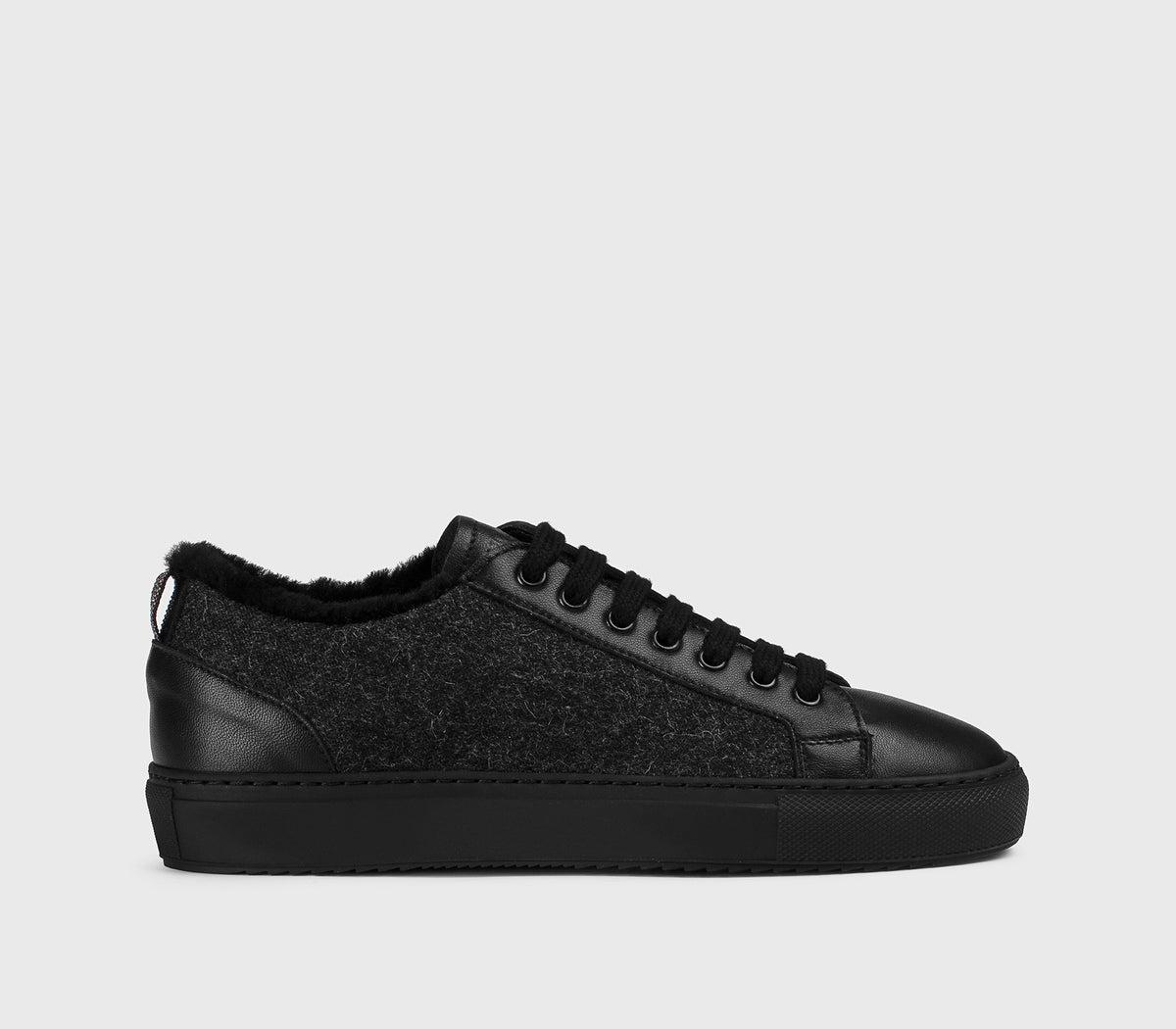 Кроссовки из кожи и шерсти в цвете «off black»