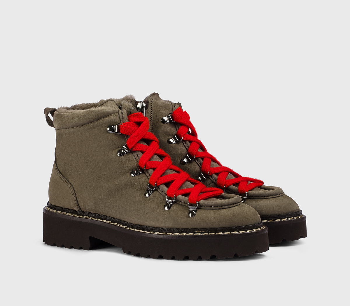 Bottine à lacets en cuir vison