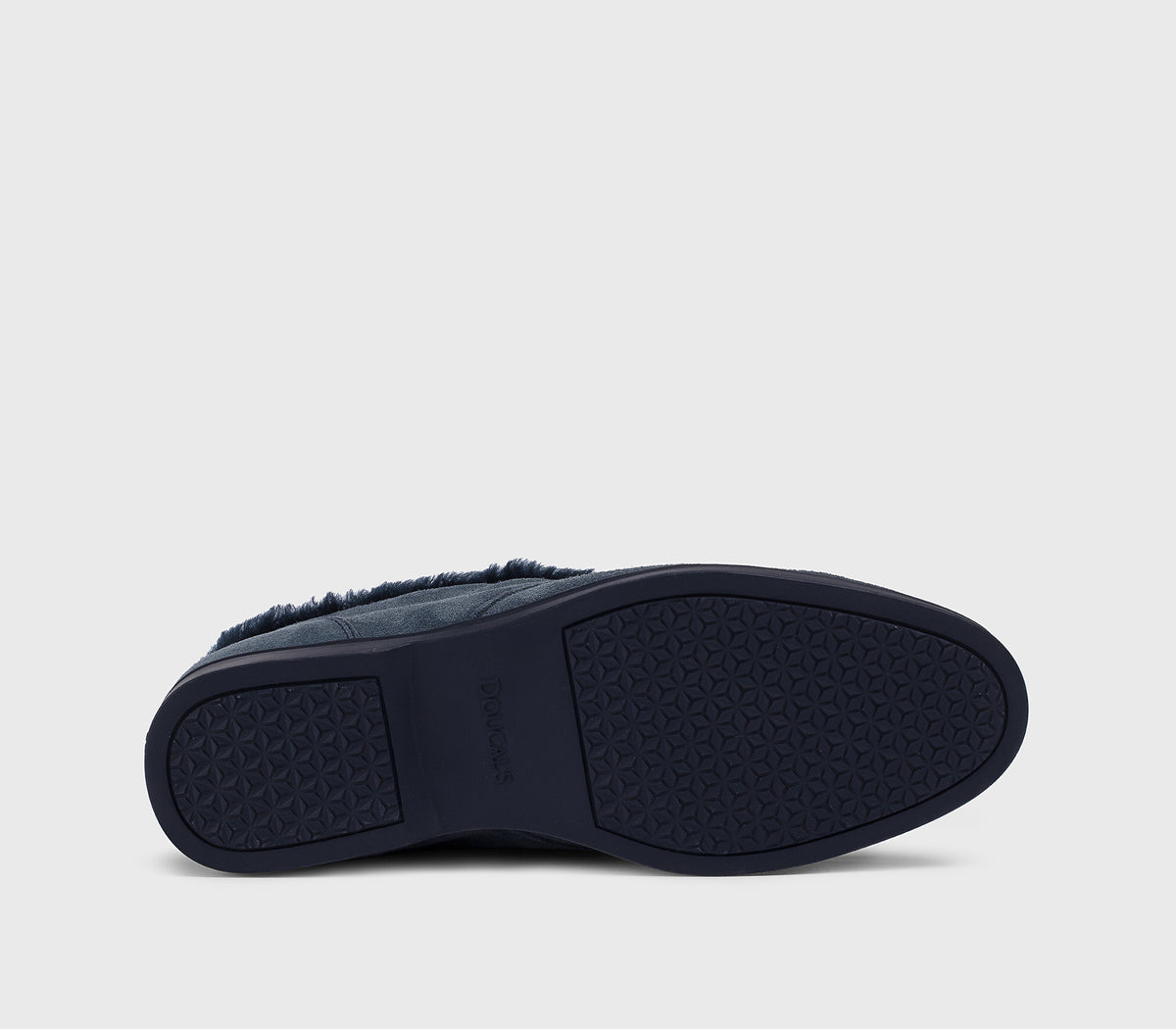 Desert Boot mit Fellbesatz aus blauem Veloursleder