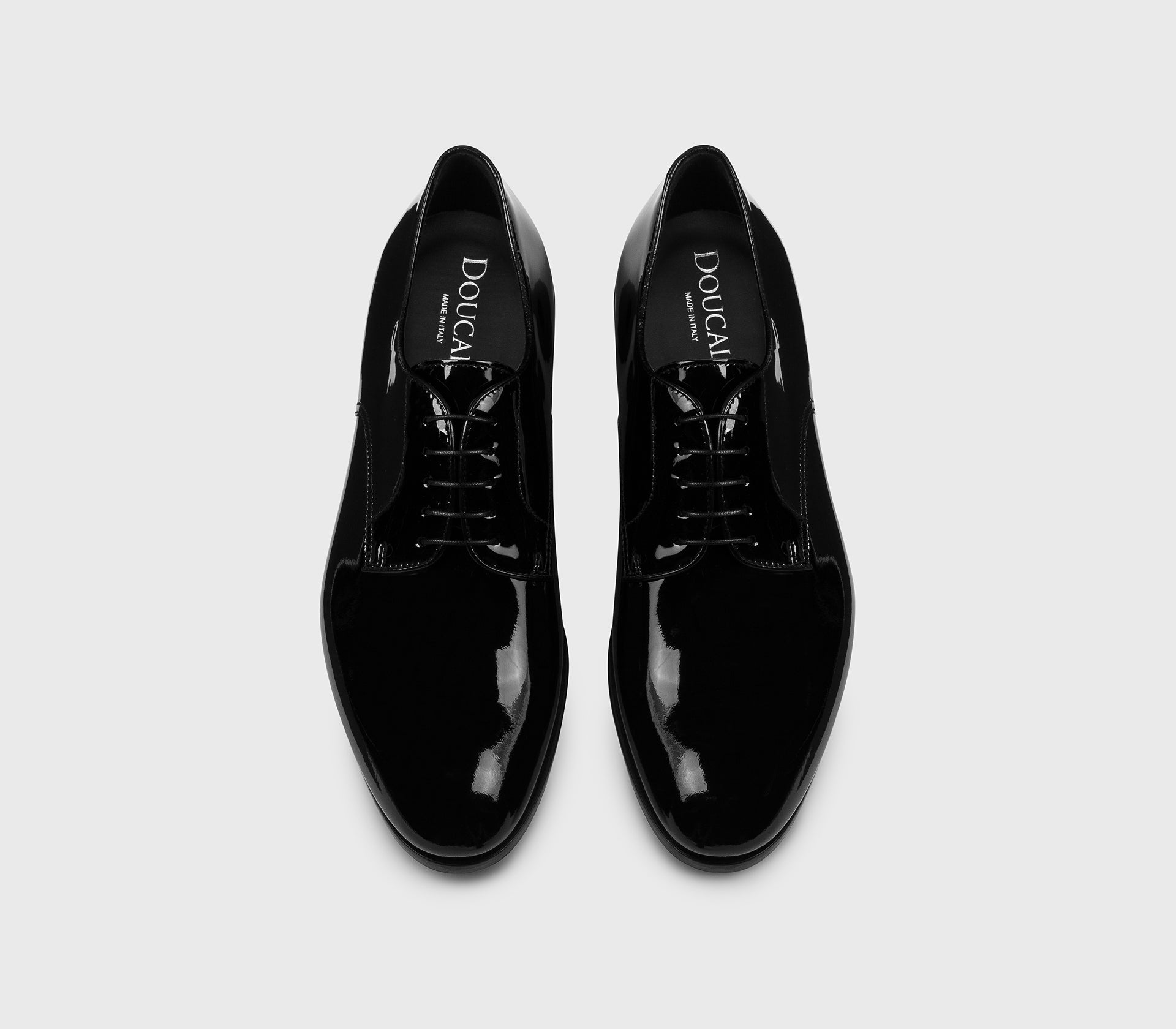 Black patent leather lace-up