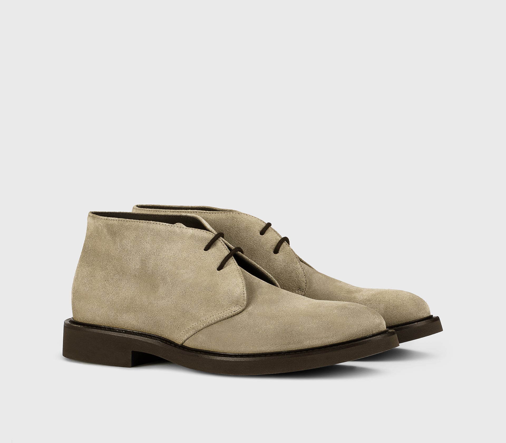 Sand-coloured suede ankle boot
