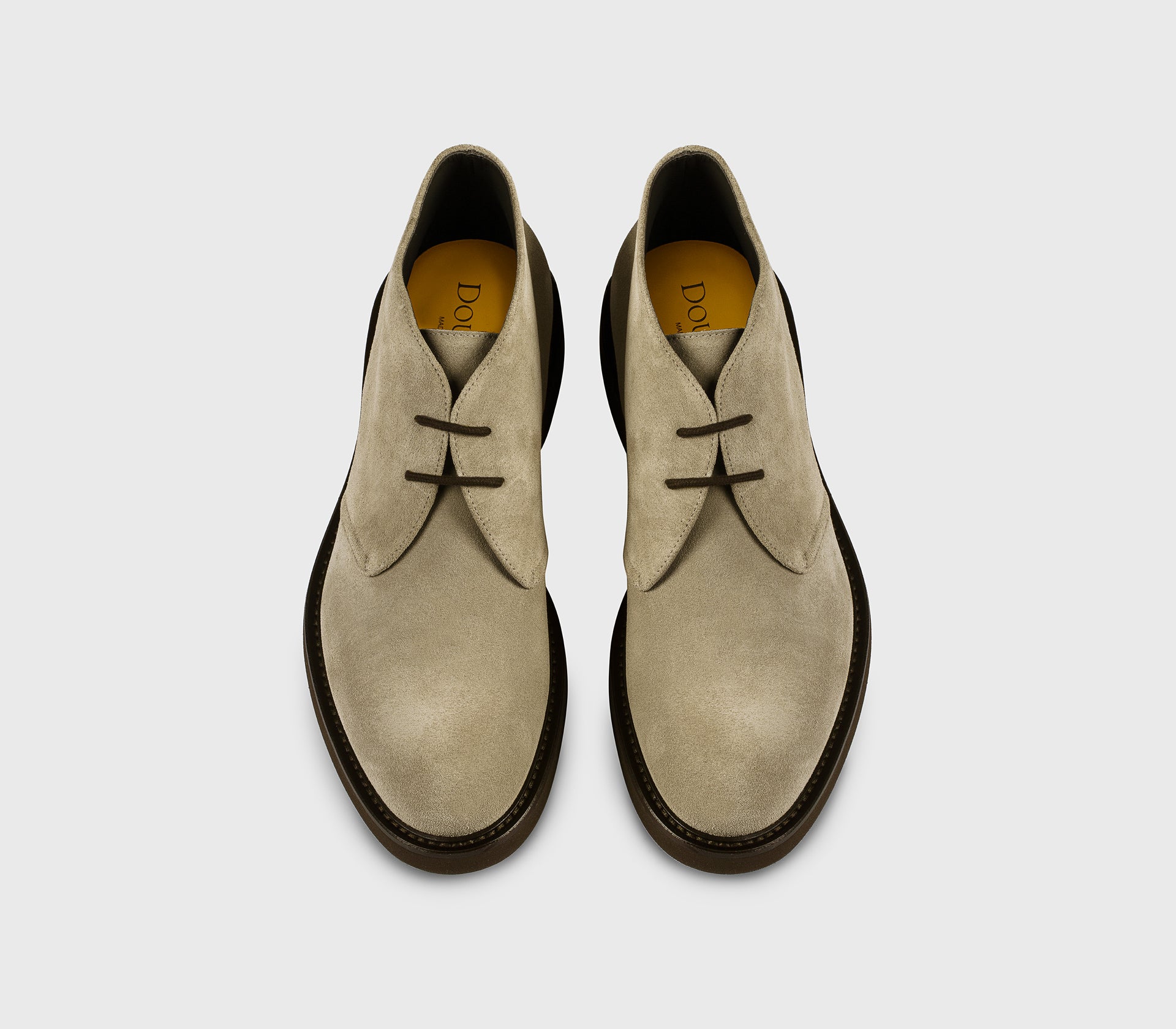 Sand-coloured suede ankle boot