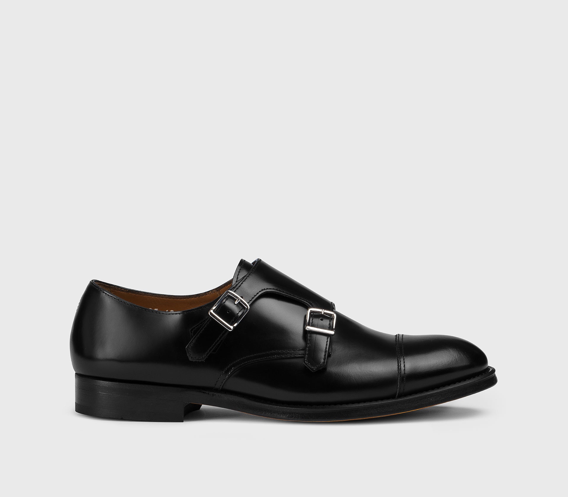 Men's leather double-buckle shoe | black