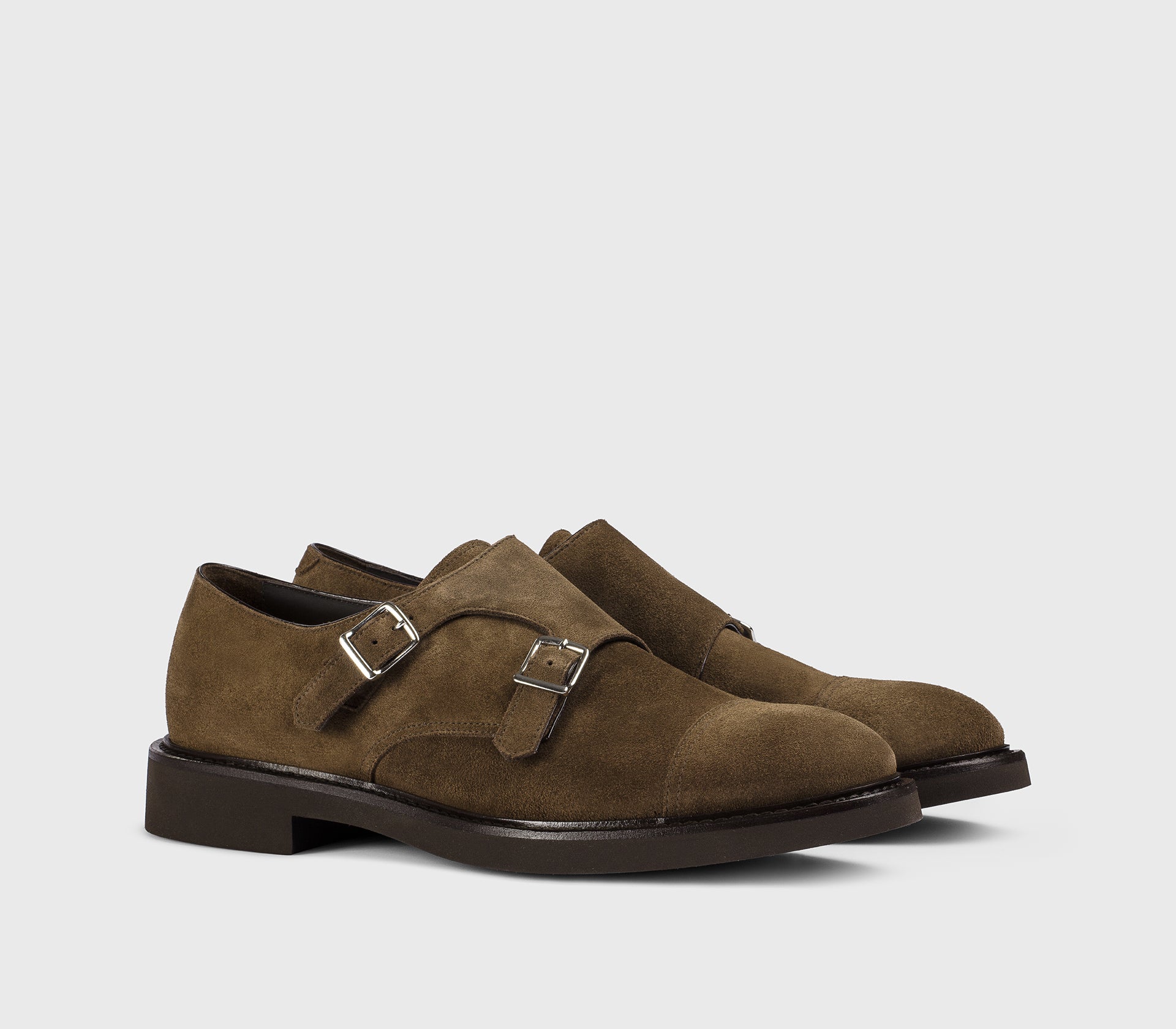 Monkstrap aus havanna-braunem Veloursleder