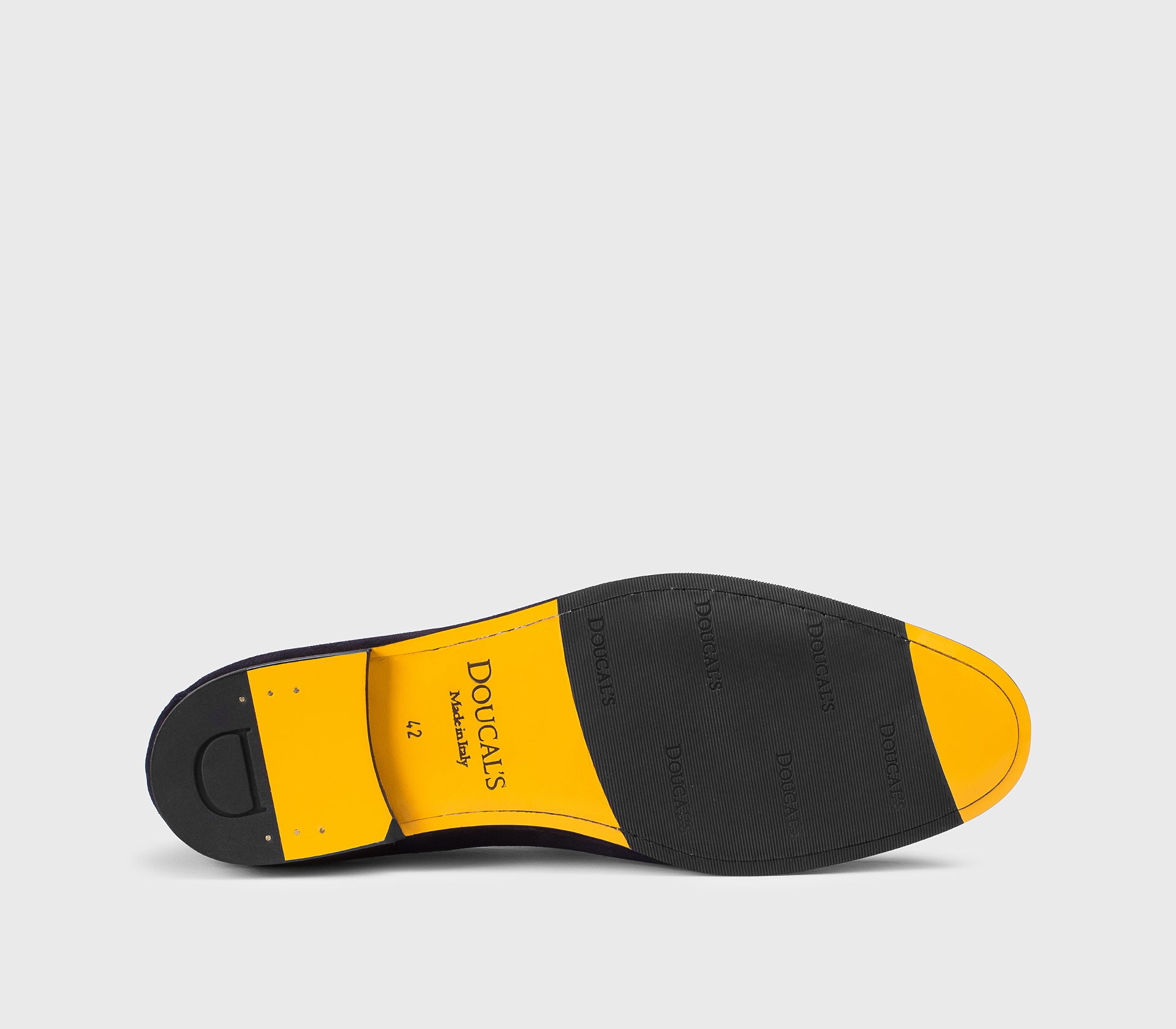 Blue suede loafer with tassels