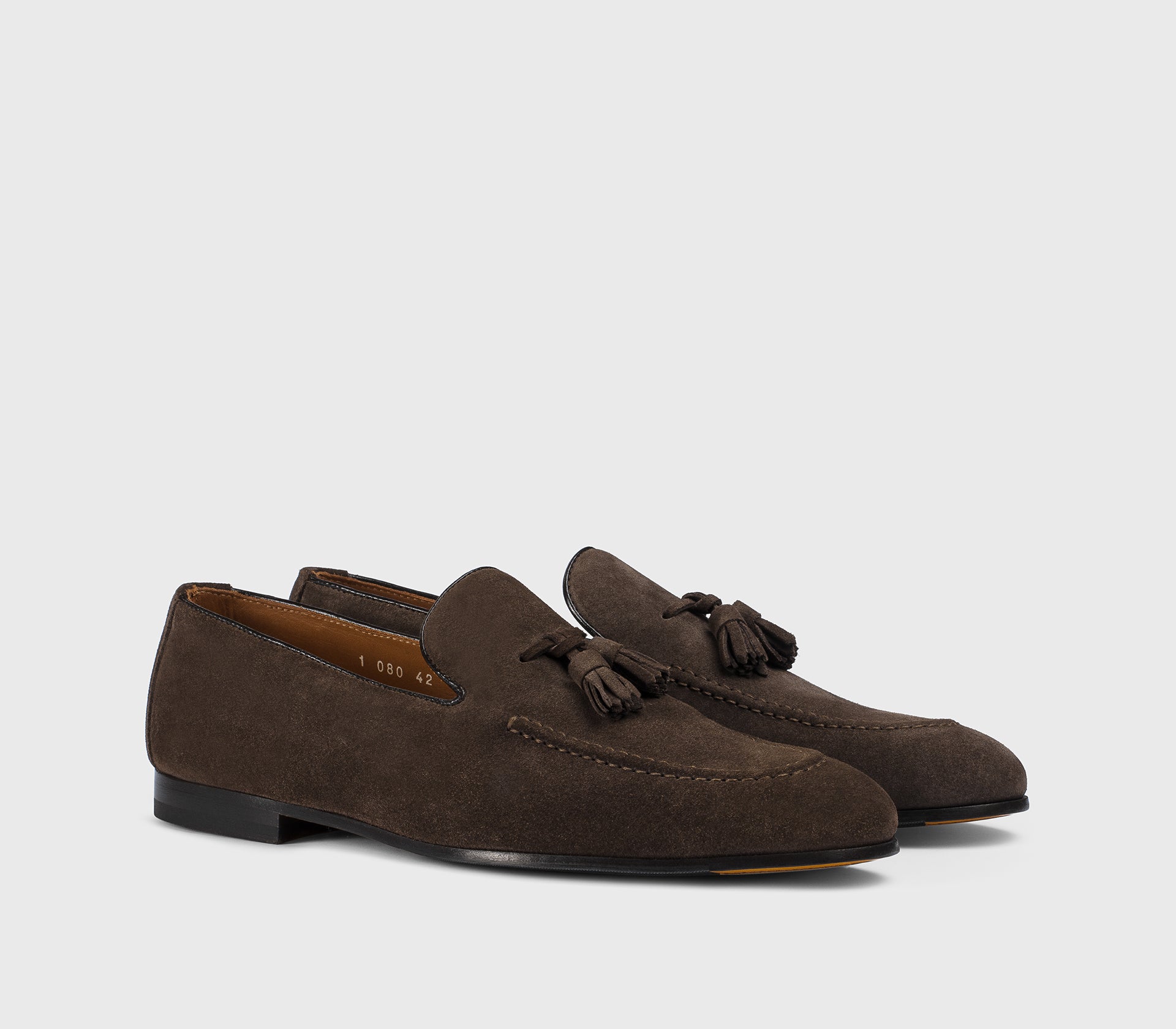 “Earth” brown suede loafer with tassels