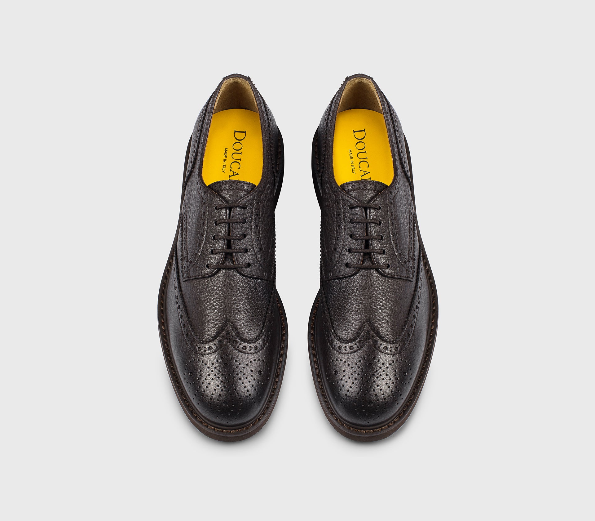 “Dark chocolate” brown leather dovetail lace-up