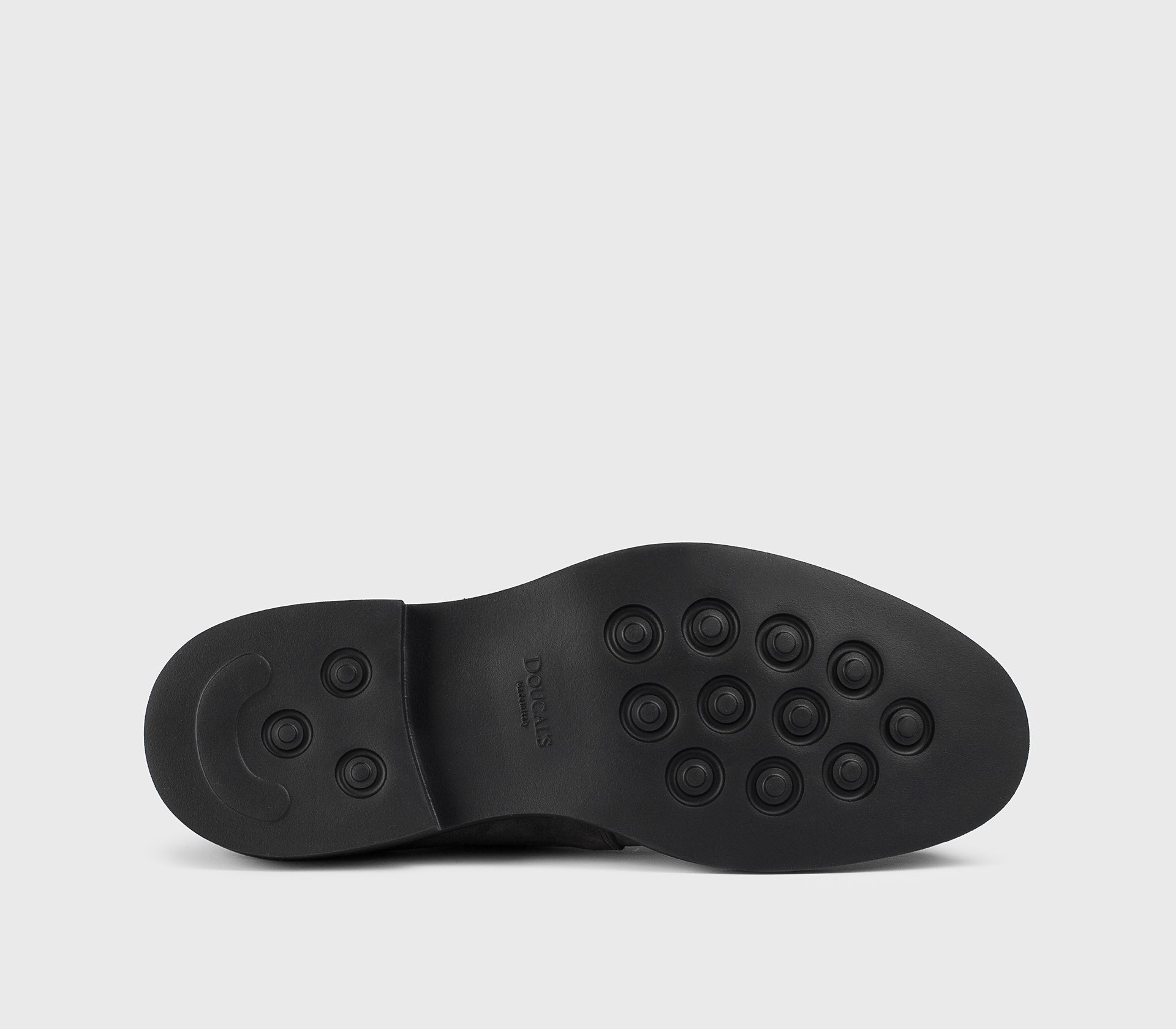 Schuh mit einer Schnalle aus anthrazitfarbenem Veloursleder