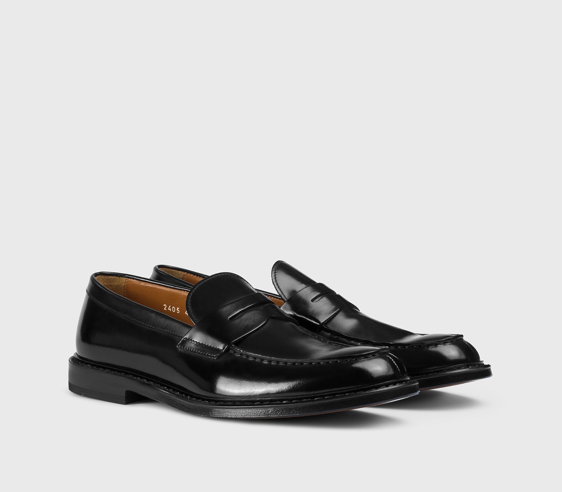 Black leather loafer