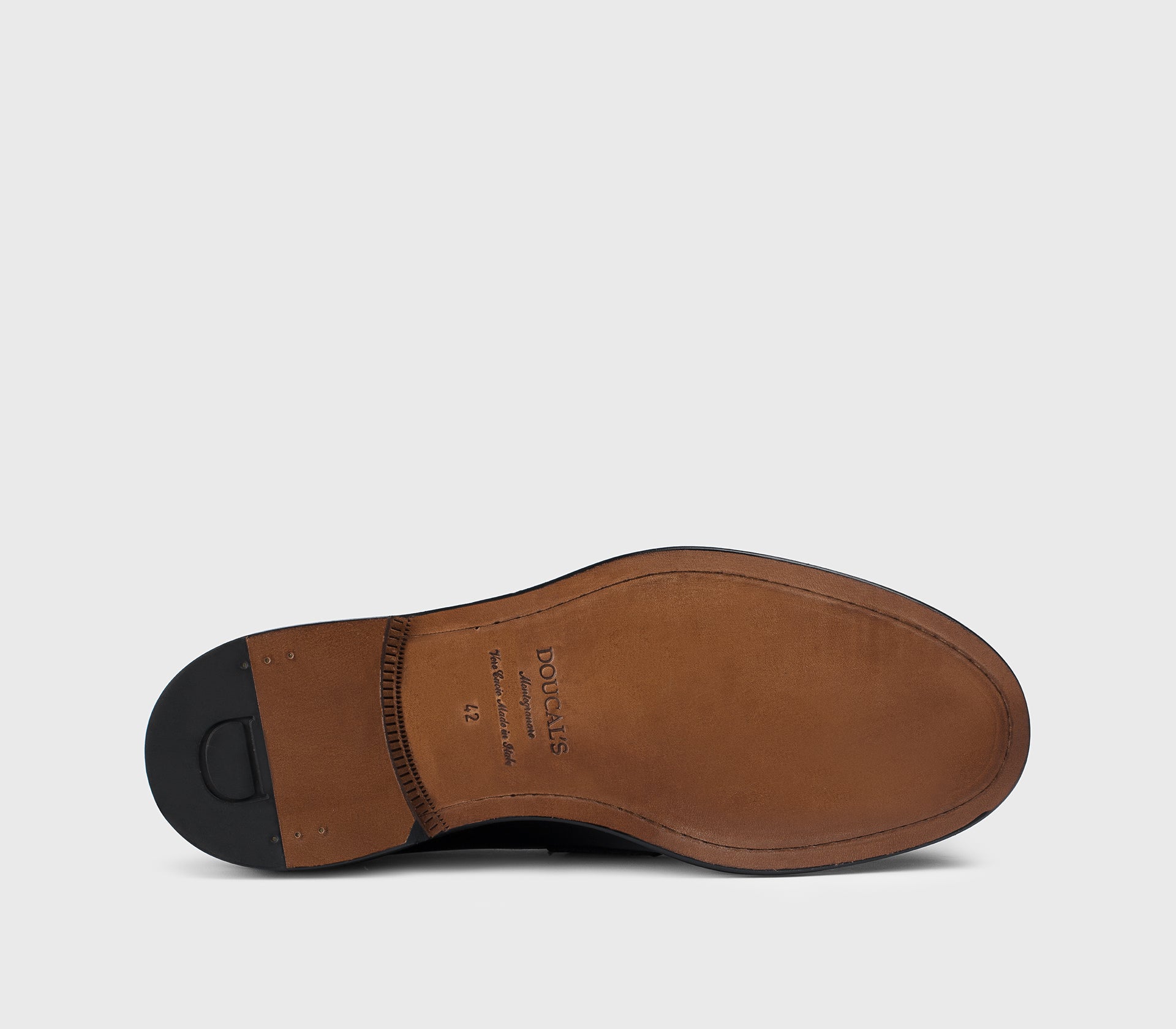 Black leather loafer