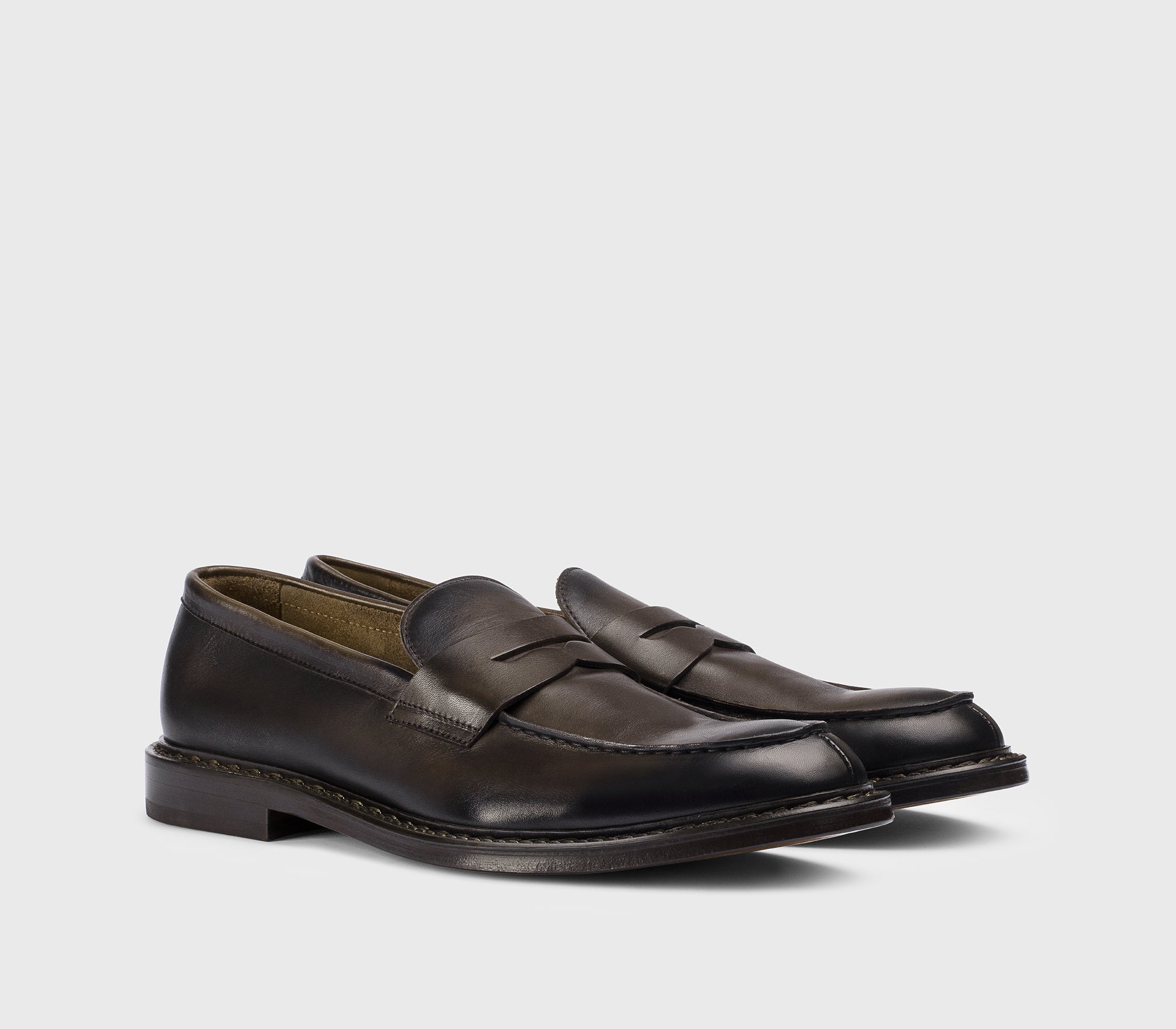 Dark brown leather loafer