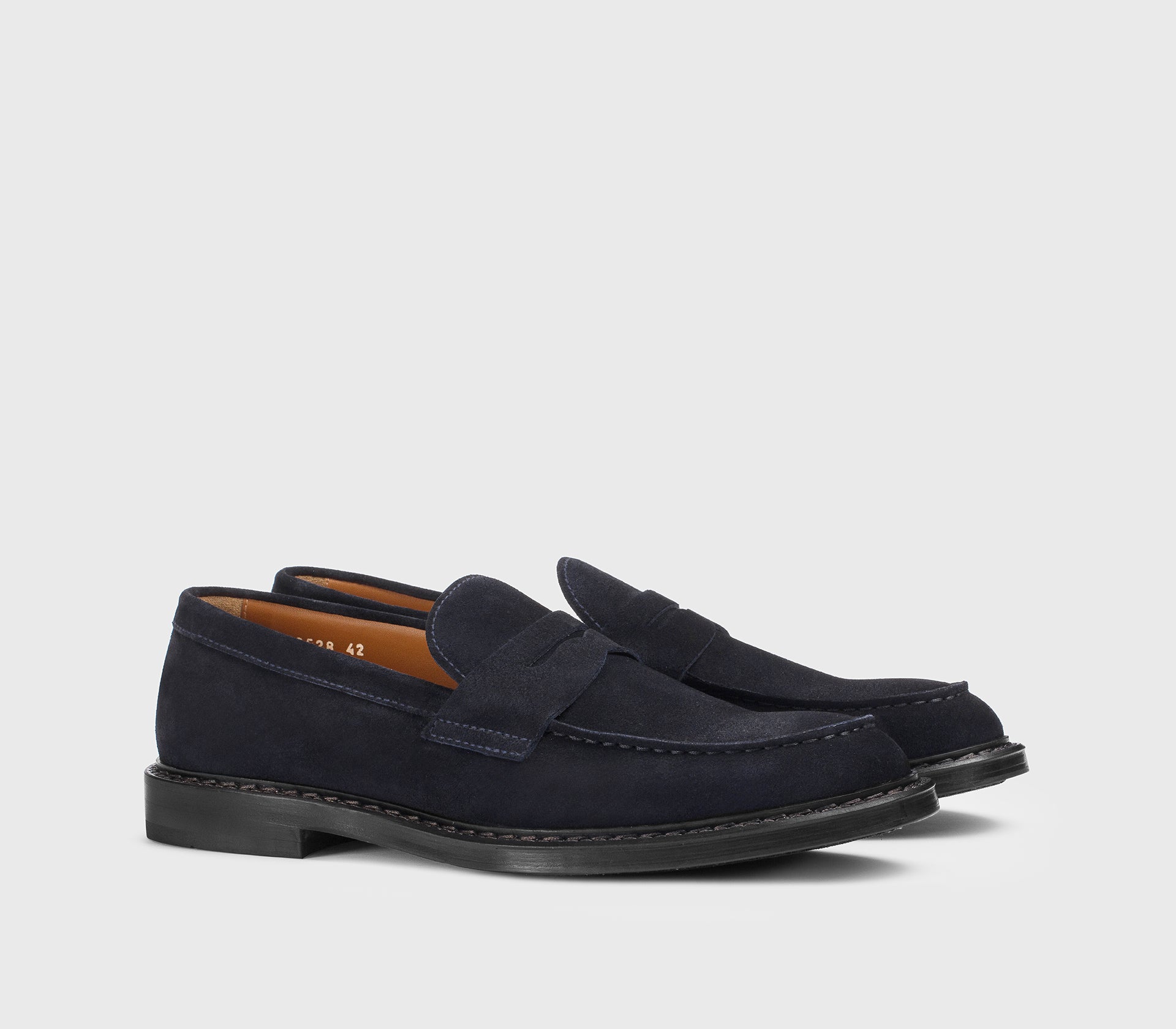 Mokassin aus blauem Veloursleder